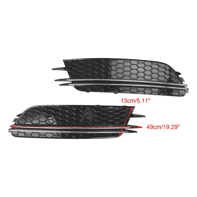 2PCS Front Fog Light Cover Bezel Grill Grille Fit Audi A6 4G C7 2012-2015