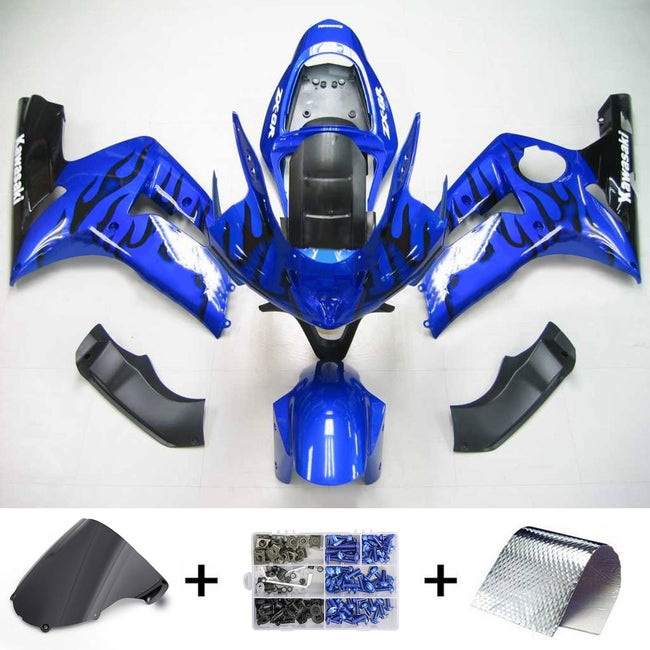 2003-2004 Kawasaki ZX6R 636 Amotopart Injection Fairing Kit Bodywork Plastic ABS #115