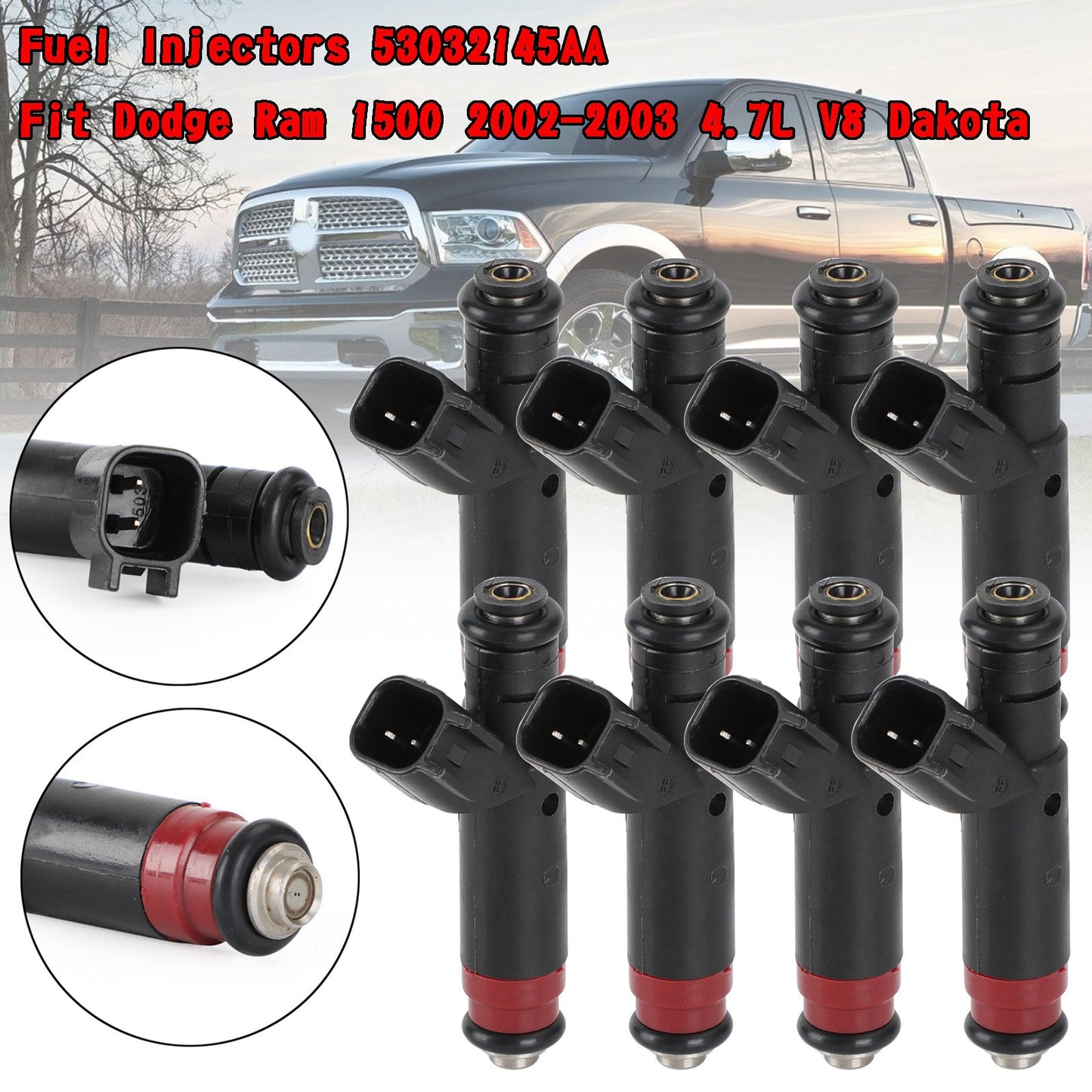 8PCS Fuel Injectors 53032145AA Fit Dodge Ram 1500 2002-2003 4.7L V8 Dakota