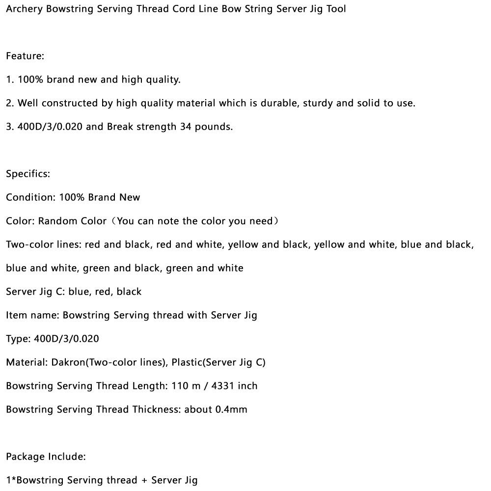 Archery Bowstring Serving Thread Cord Line Bow String Server Jig Tool