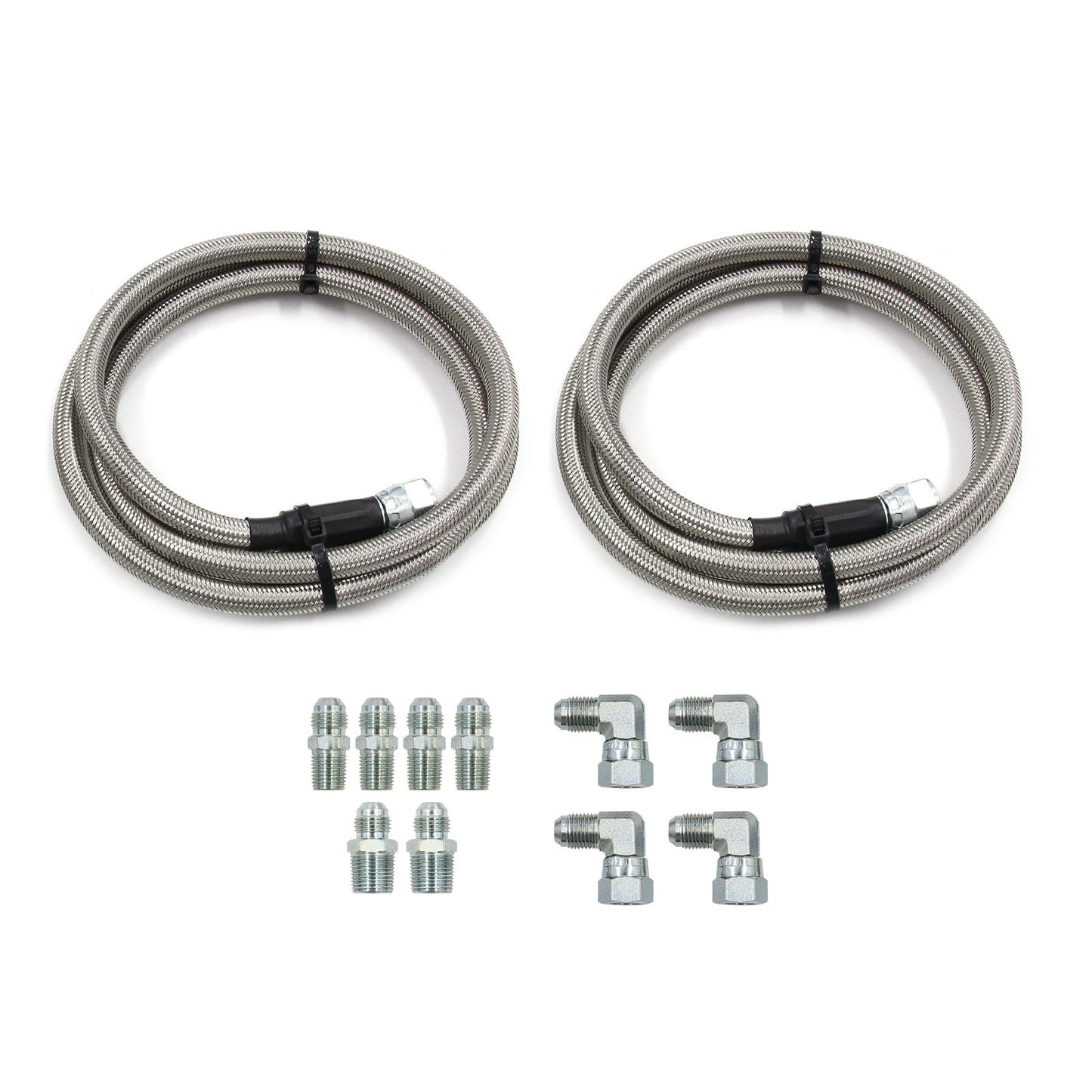 52" Length SS Braided Transmission Cooler Hose Lines TH350 700R4 TH400