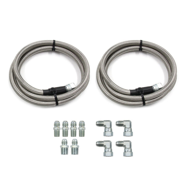 52" Length SS Braided Transmission Cooler Hose Lines TH350 700R4 TH400