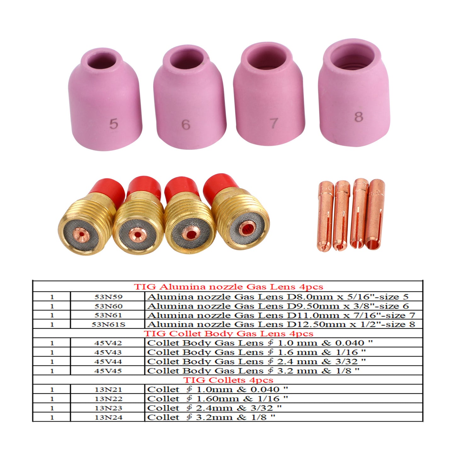 Tig Welding Gas Lens Kit For 9 And 20 Torches With Collets 12Pcs