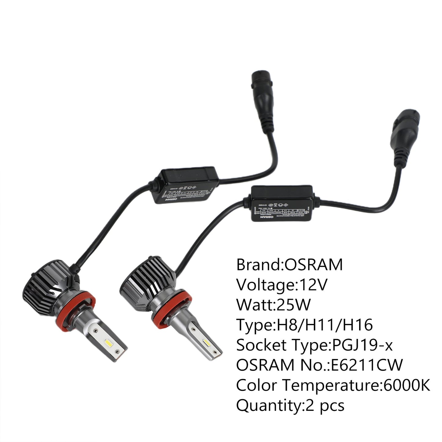 E6211CW H8 For OSRAM Car LEDriving HL XLZ Superior Brightness 12V25W PGJ19-x
