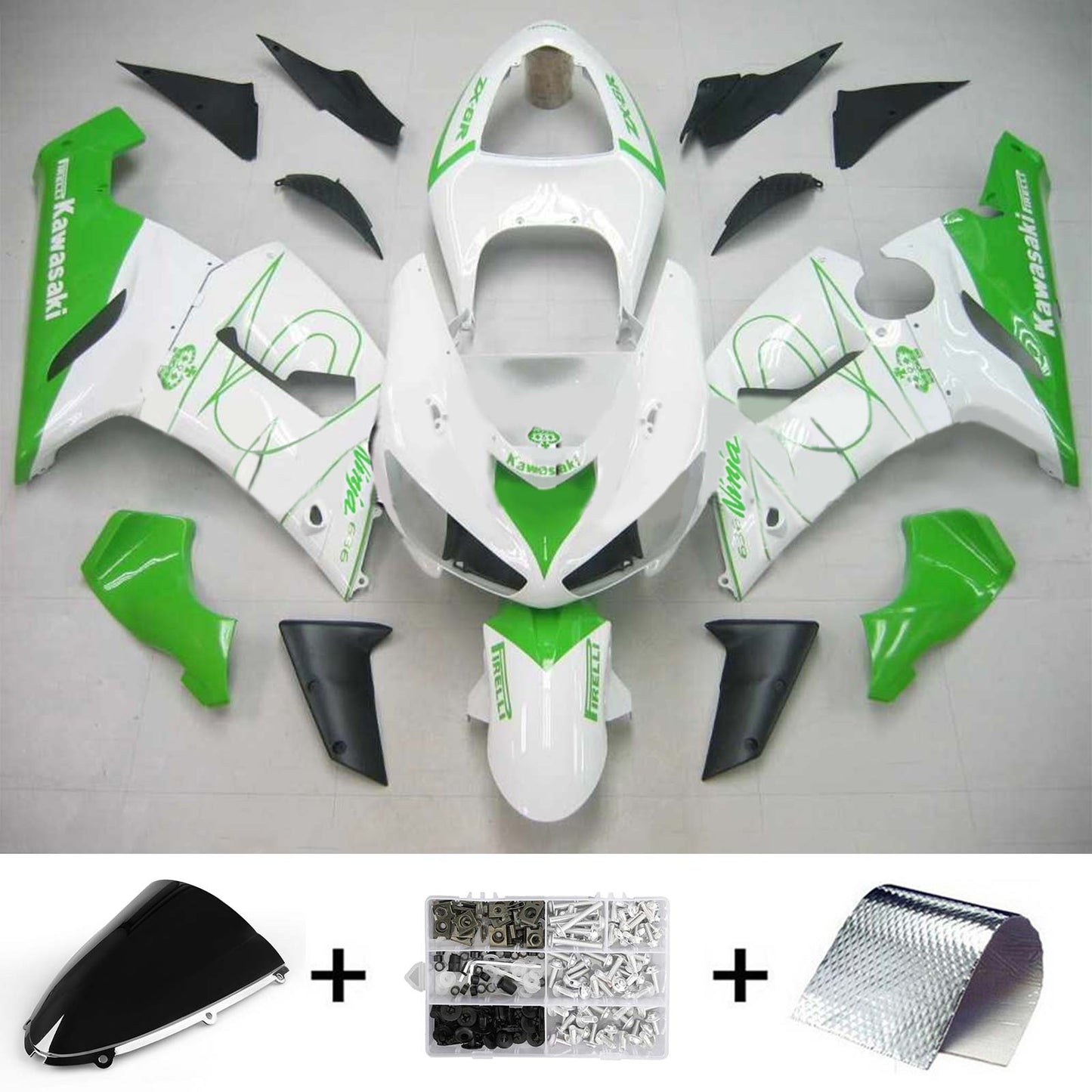 2005-2006 Kawasaki ZX6R 636 Amotopart Injection Fairing Kit Bodywork Plastic ABS #126