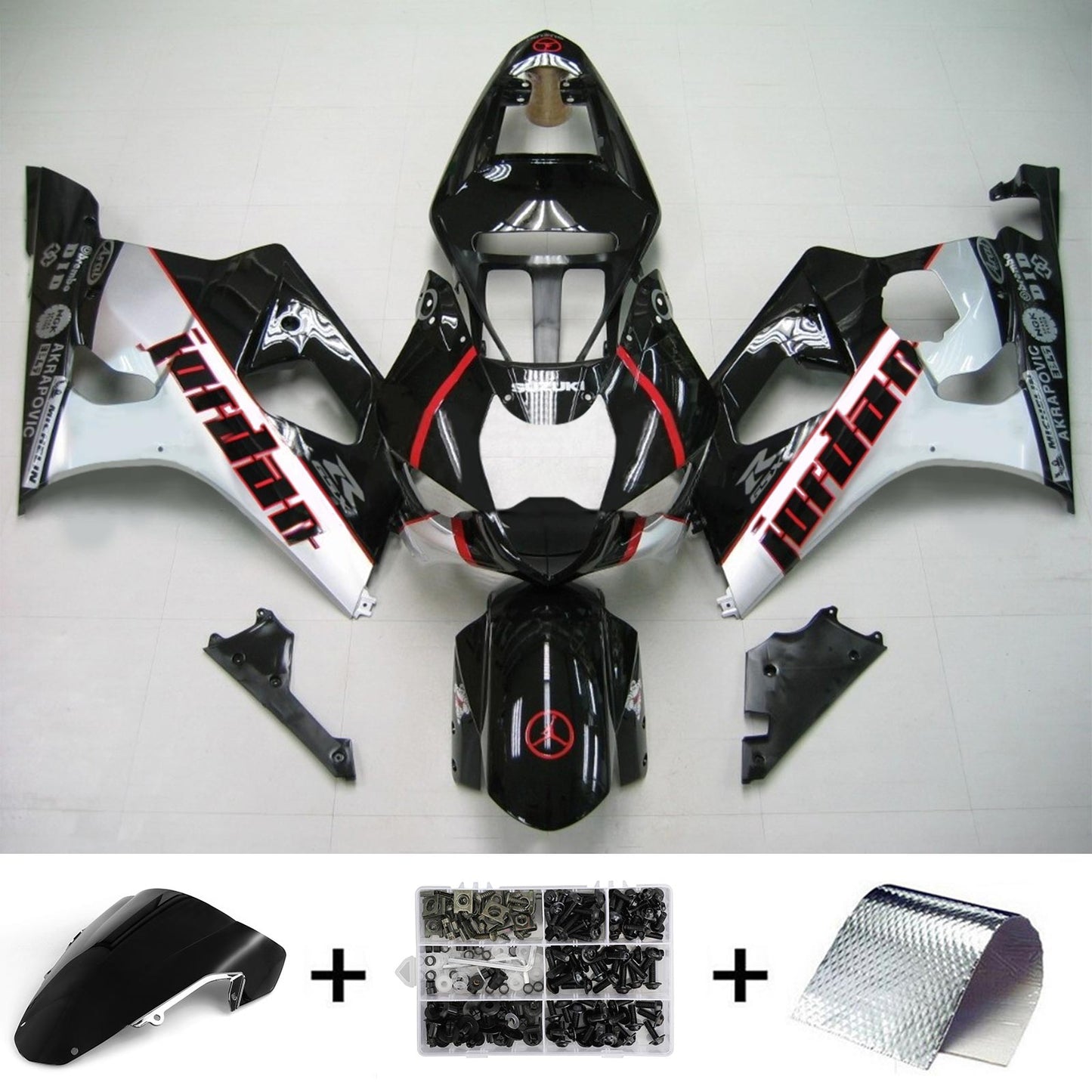 2003-2004 Suzuki GSXR1000 K3 Amotopart Injection Fairing Kit Bodywork Plastic ABS #124