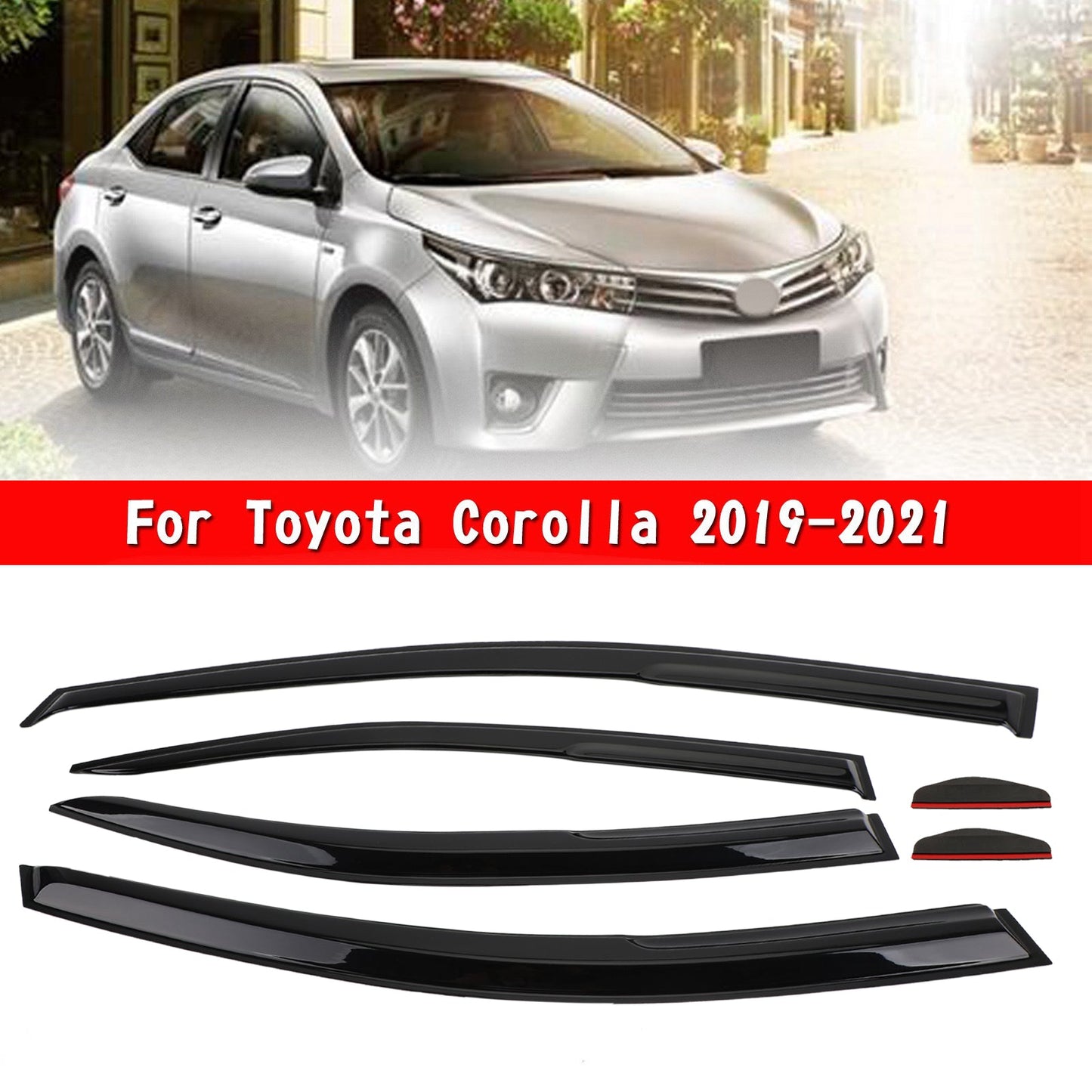 Car Window Sun Rain Guard Visors Kit 6PCS For Toyota Corolla 2019-2021
