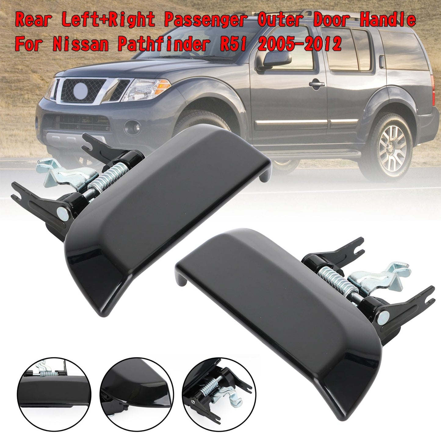 Rear Left+Right Passenger Outer Door Handle For Nissan Pathfinder R51 2005-2012
