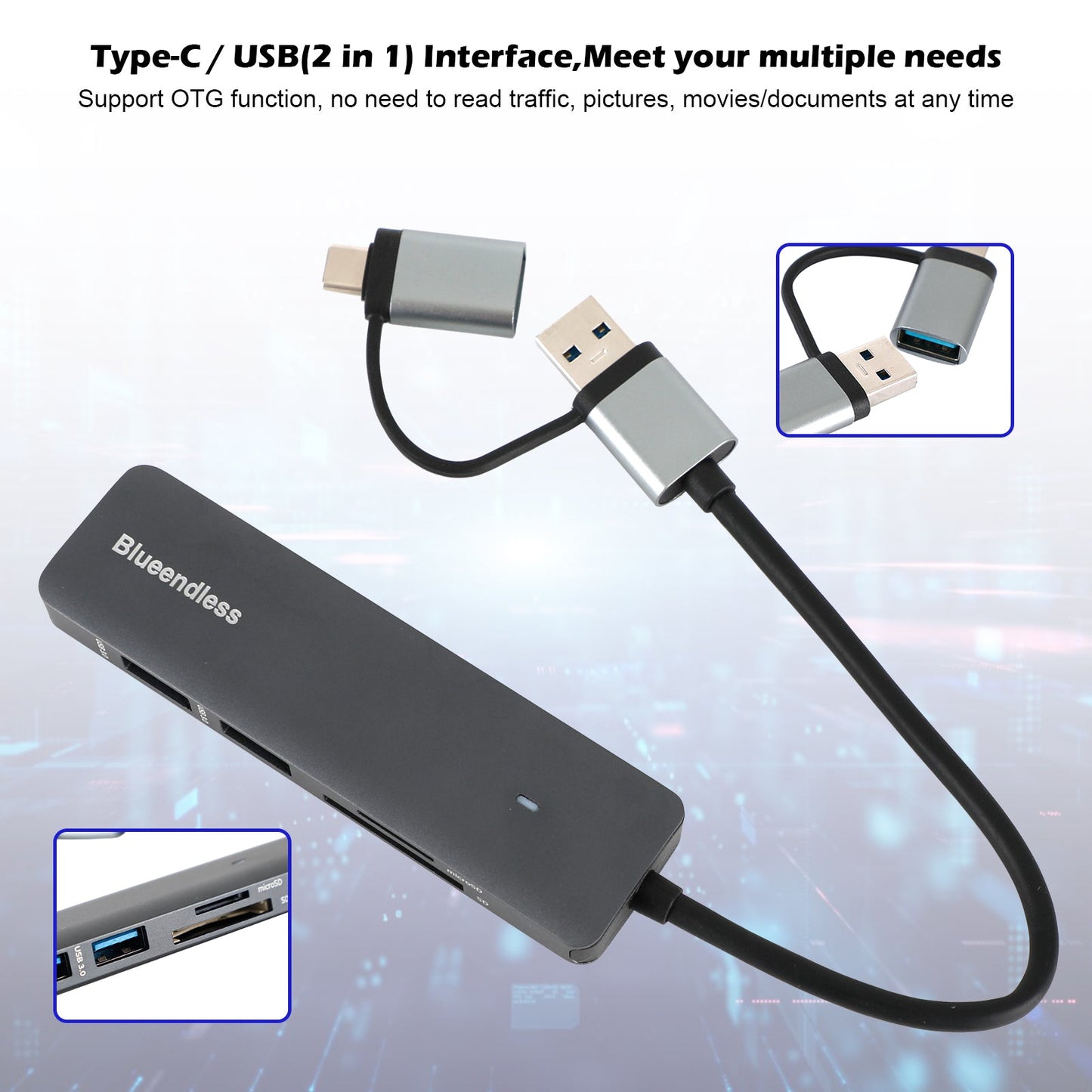 USB 3.0 4 in 1 USB C Hub Data Transmission for Macbook iPad Pro USB C Splitter