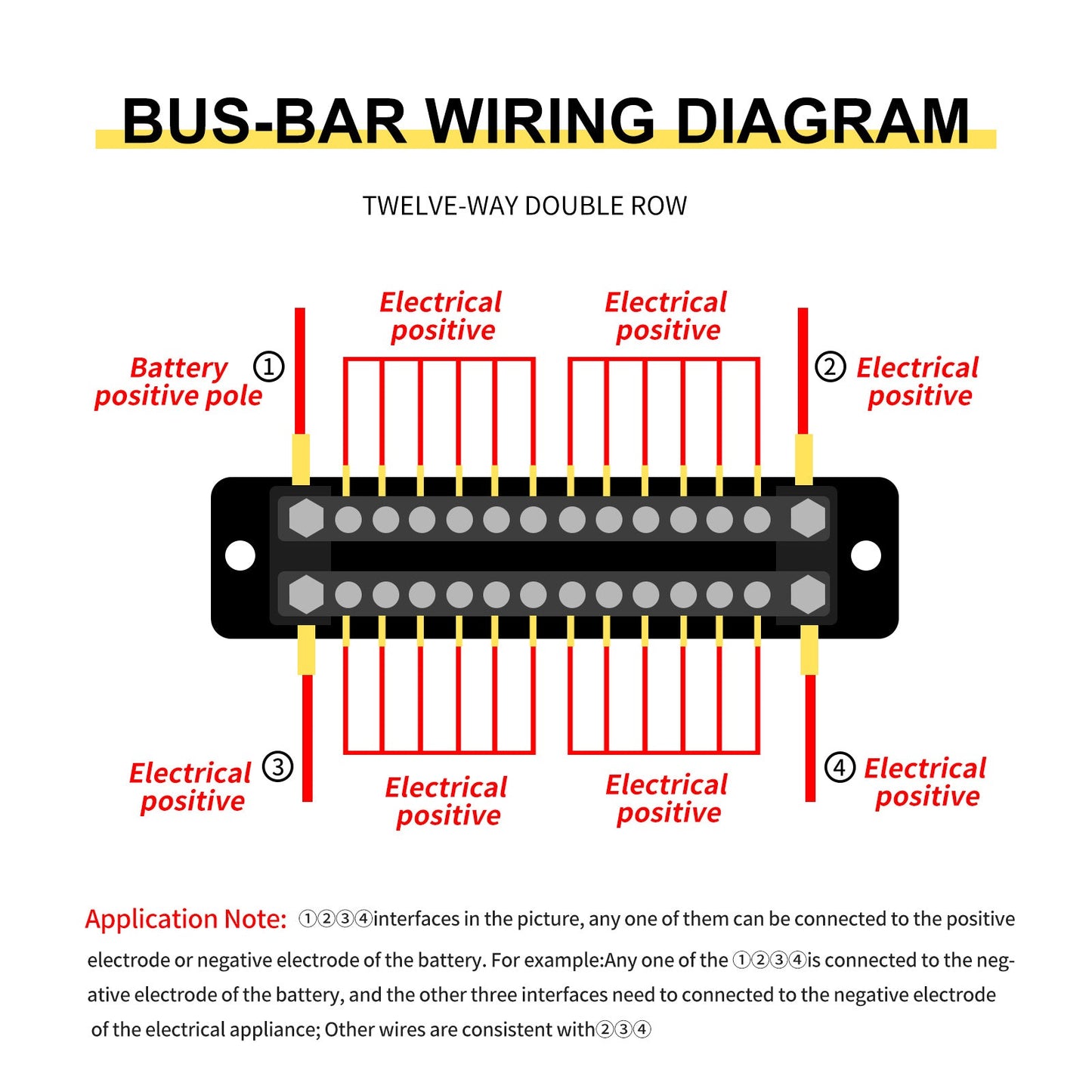 2/4/6/12 Way Dual-row Car Bus Bar Block Distribution Terminal For Auto Marine