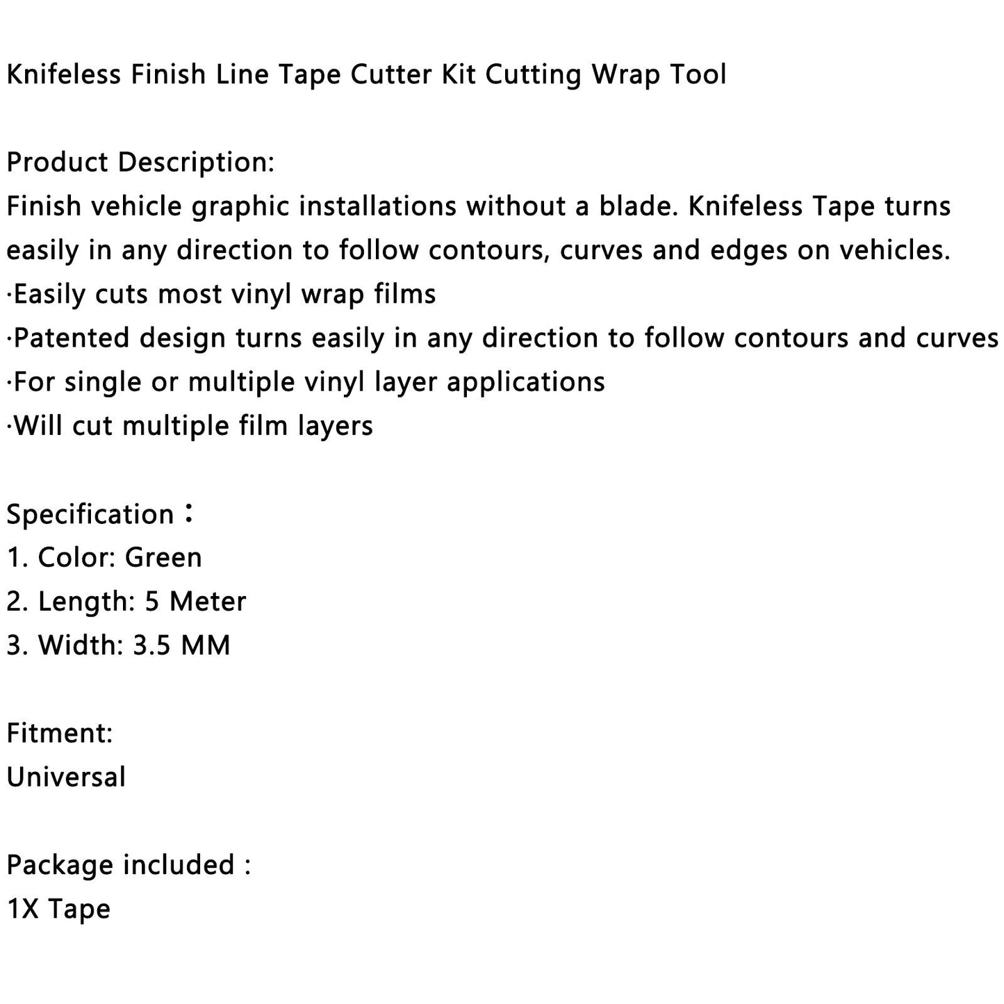 5M Knifeless Finish Line Tape Cutter Kit Graphic Vinyl Trim Cutting Wrap Tool