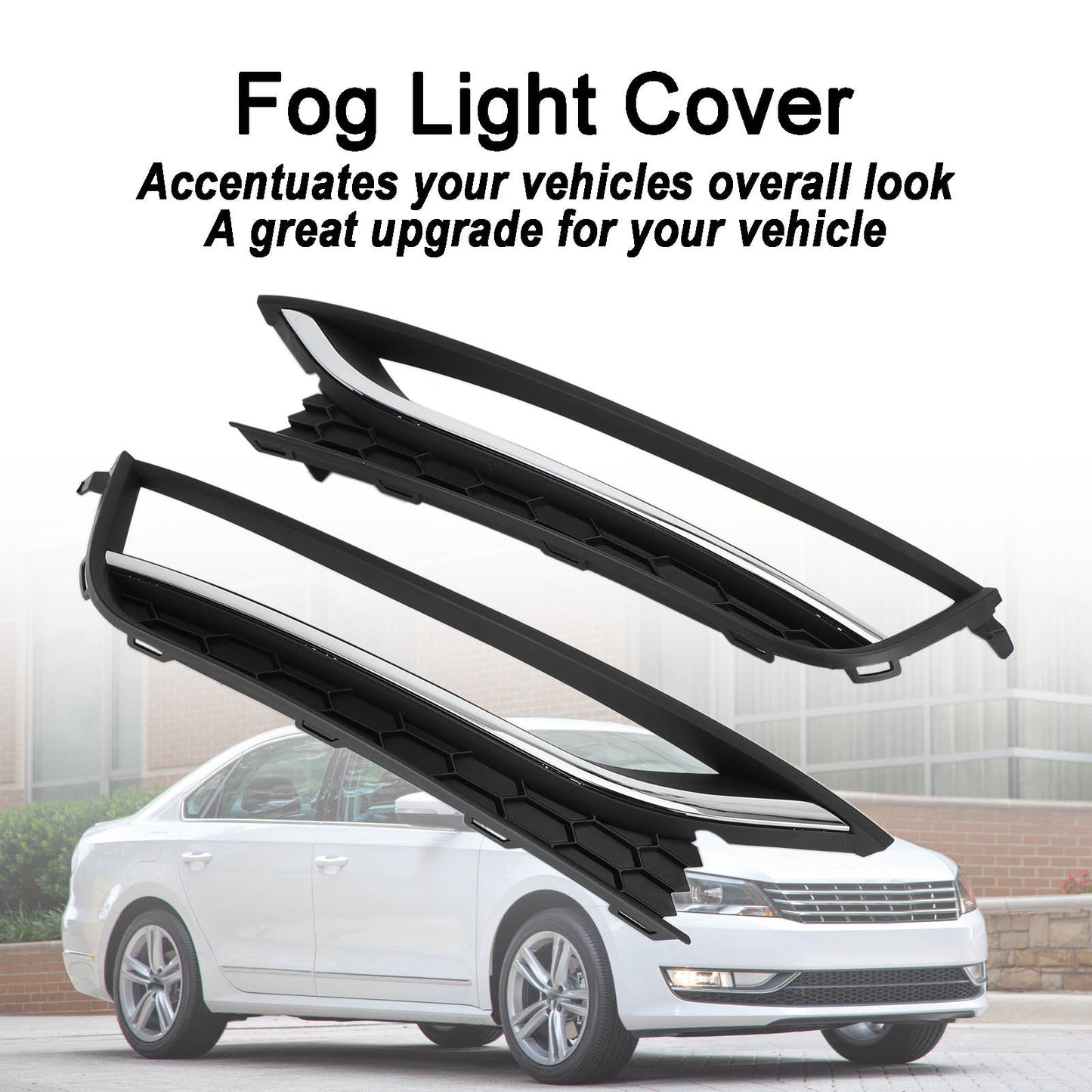2PCS VW Passat 2012-2015 Front Driving Fog Light Cover Black & Chrome
