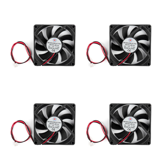 4Pcs DC Brushless Cooling PC Computer Fan 12V 8015s 80x80x15mm 0.16A 2 Pin Wire