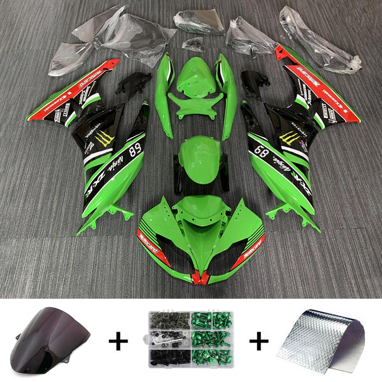 2009-2012 Kawasaki ZX6R 636 Injection Fairing Kit Bodywork Plastic ABS#160