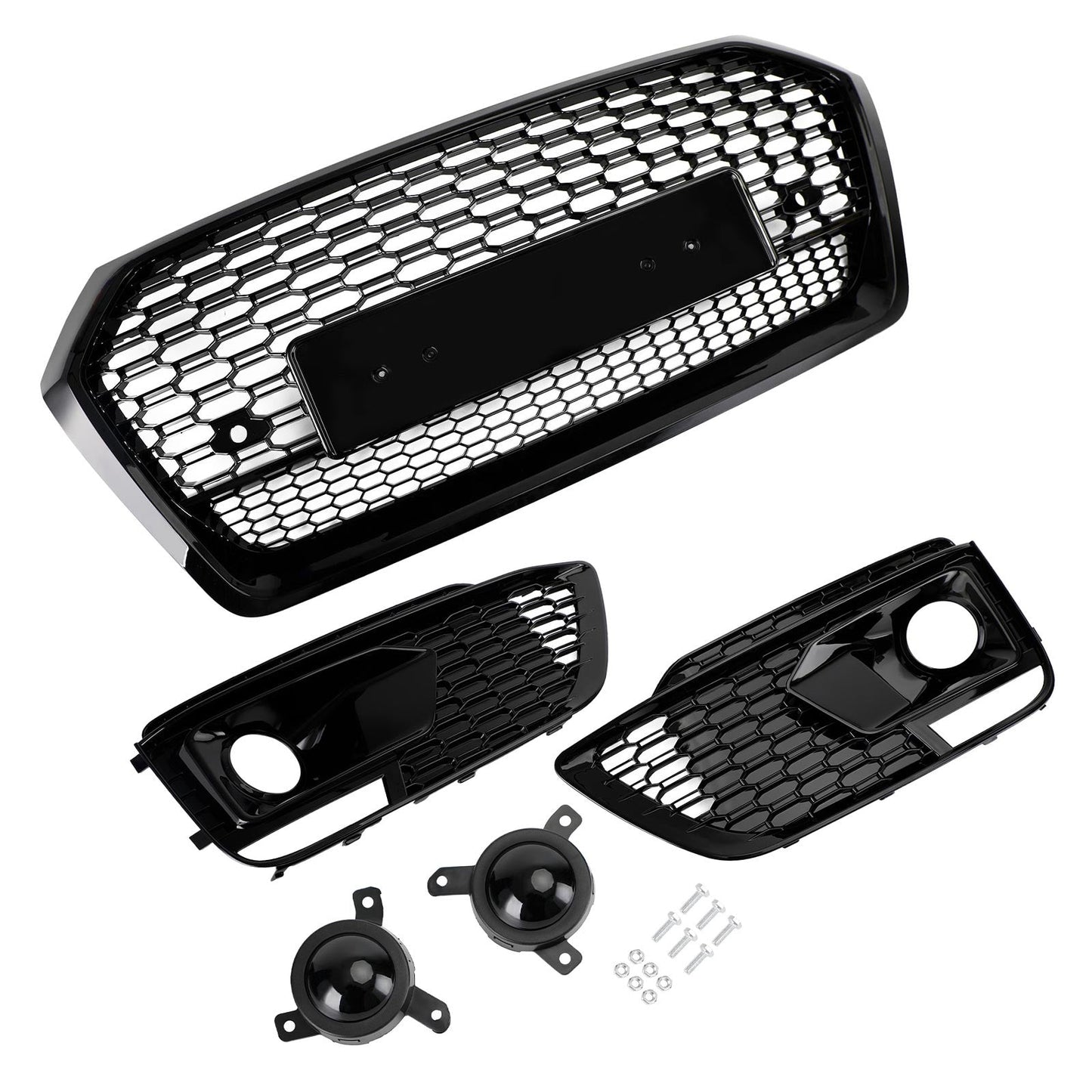 2018-2020 Audi Q5 SQ5 RSQ5 Front Honeycomb Mesh Grill + Fog Lamp Grille