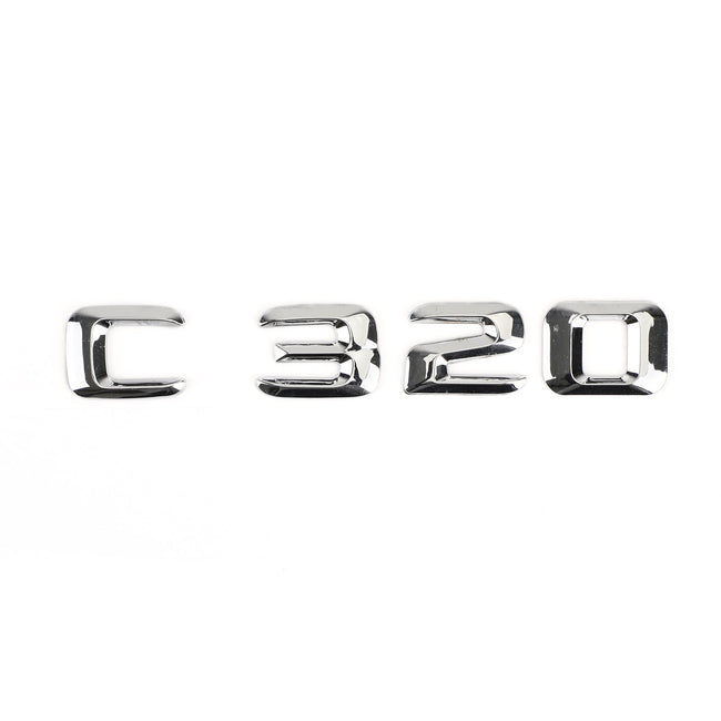 Rear Trunk Emblem Badge Nameplate Decal Letters Numbers Fit Mercedes C320 Chrome