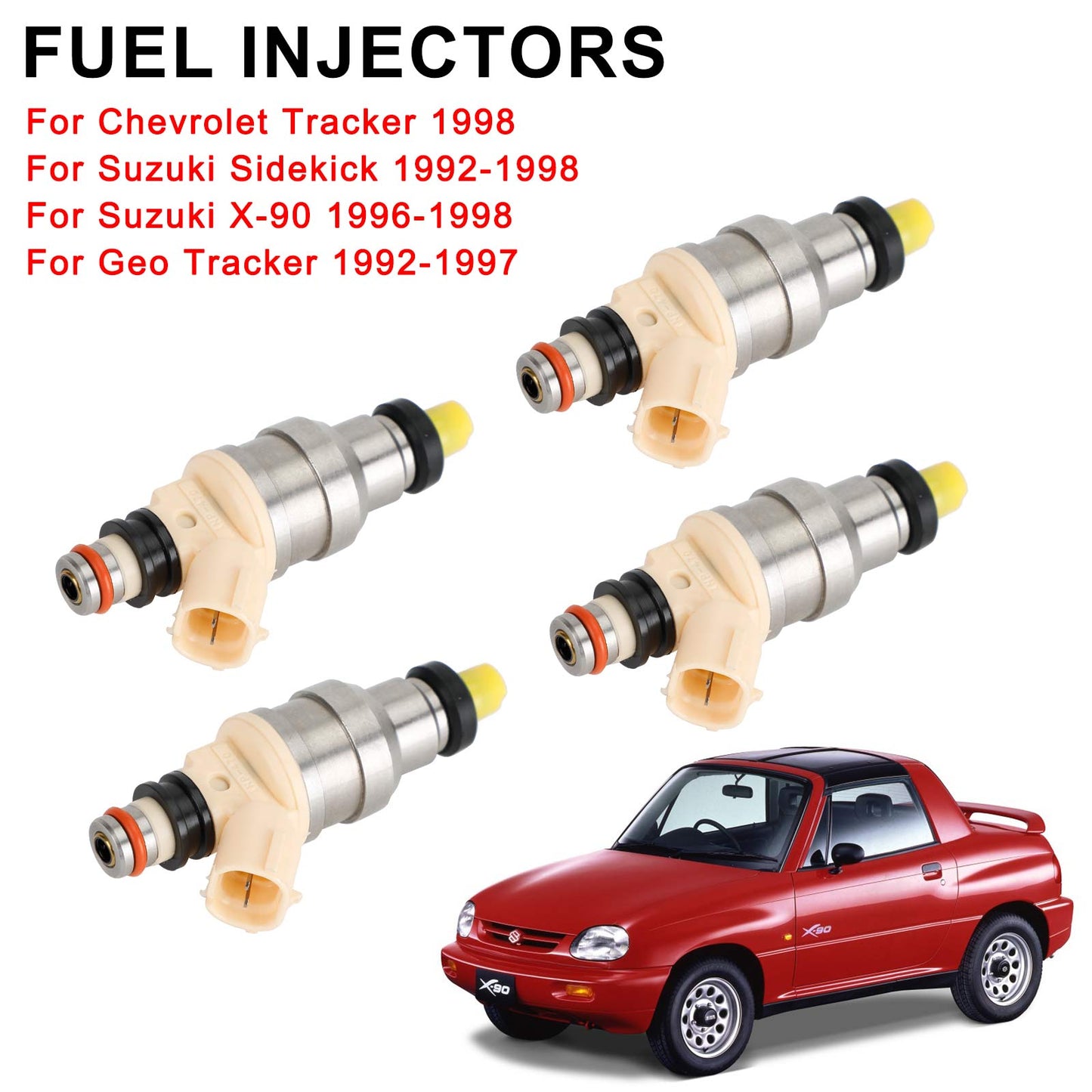 4PCS Fuel Injectors INP-470 Fit Suzuki Sidekick X-90 1.6L Fit Chevy Tracker