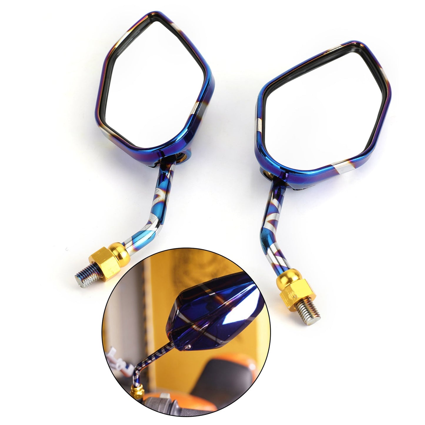 Rearview Side Mirrors 10mm M10 for Motorcycle Scooter Cruiser Chopper Sportbike