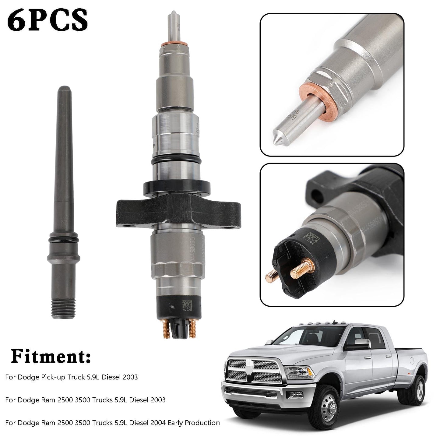 1PCS Common Rail Fuel Injector 0445120255 fit Dodge Ram 2500 2003-2004 Cummins