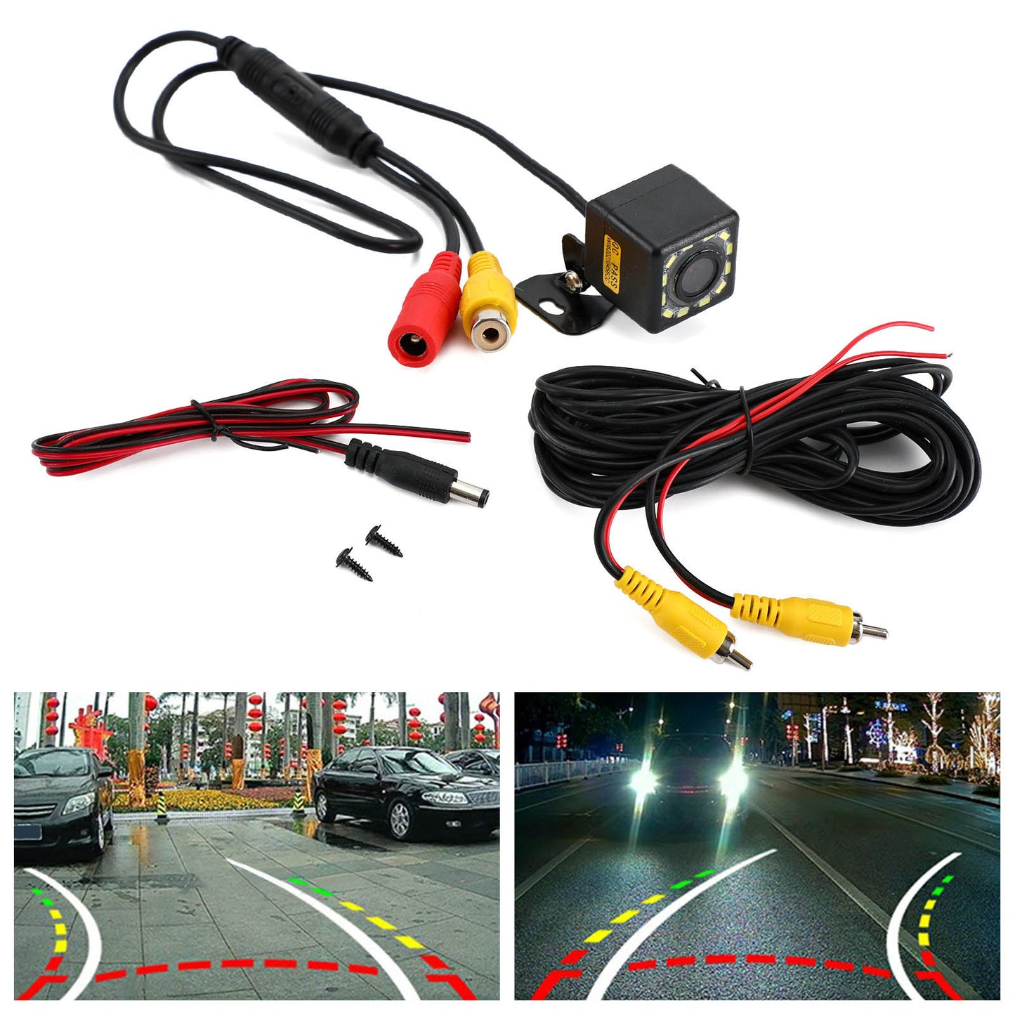 150º Dynamic Trajectory Car Rear View Reverse Backup Parking Camera Night View