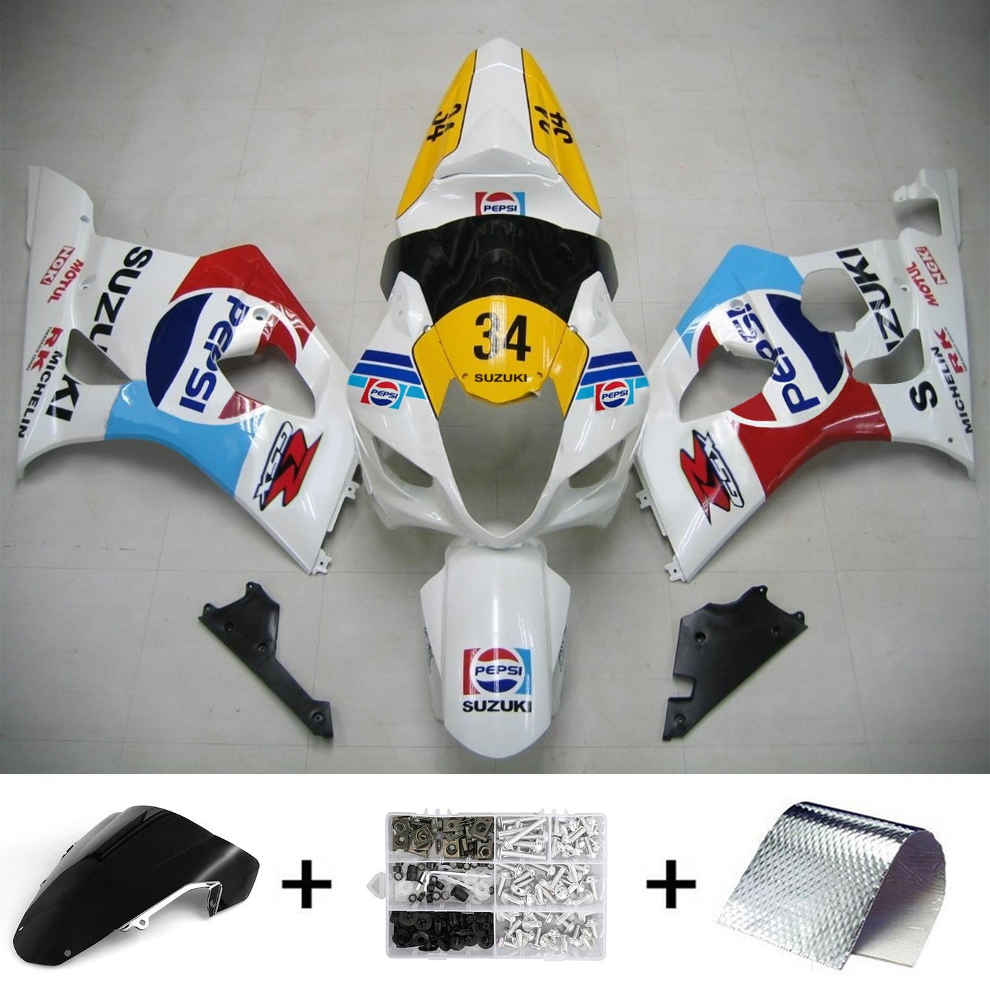 2003-2004 Suzuki GSXR1000 K3 Amotopart Injection Fairing Kit Bodywork Plastic ABS #103