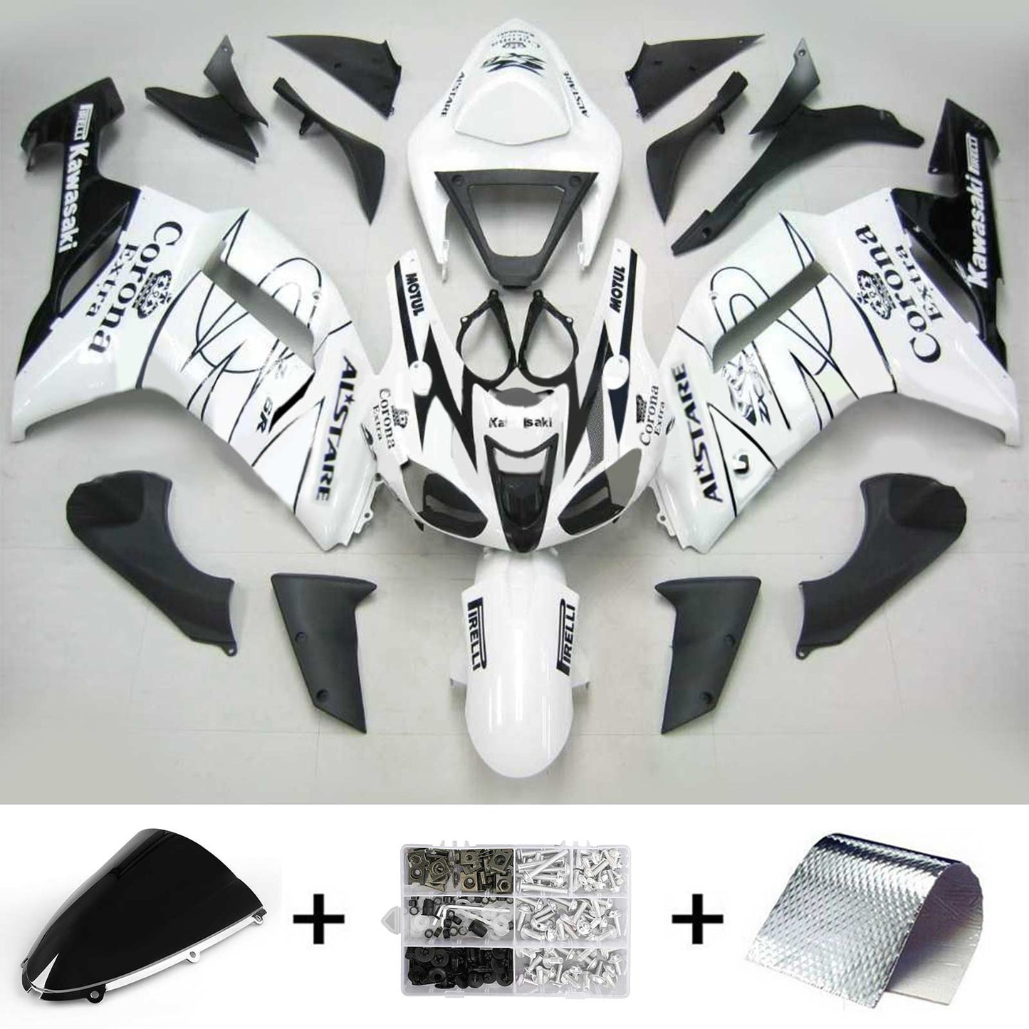 2007-2008 Kawasaki ZX6R 636 Amotopart Injection Fairing Kit Bodywork Plastic ABS #104