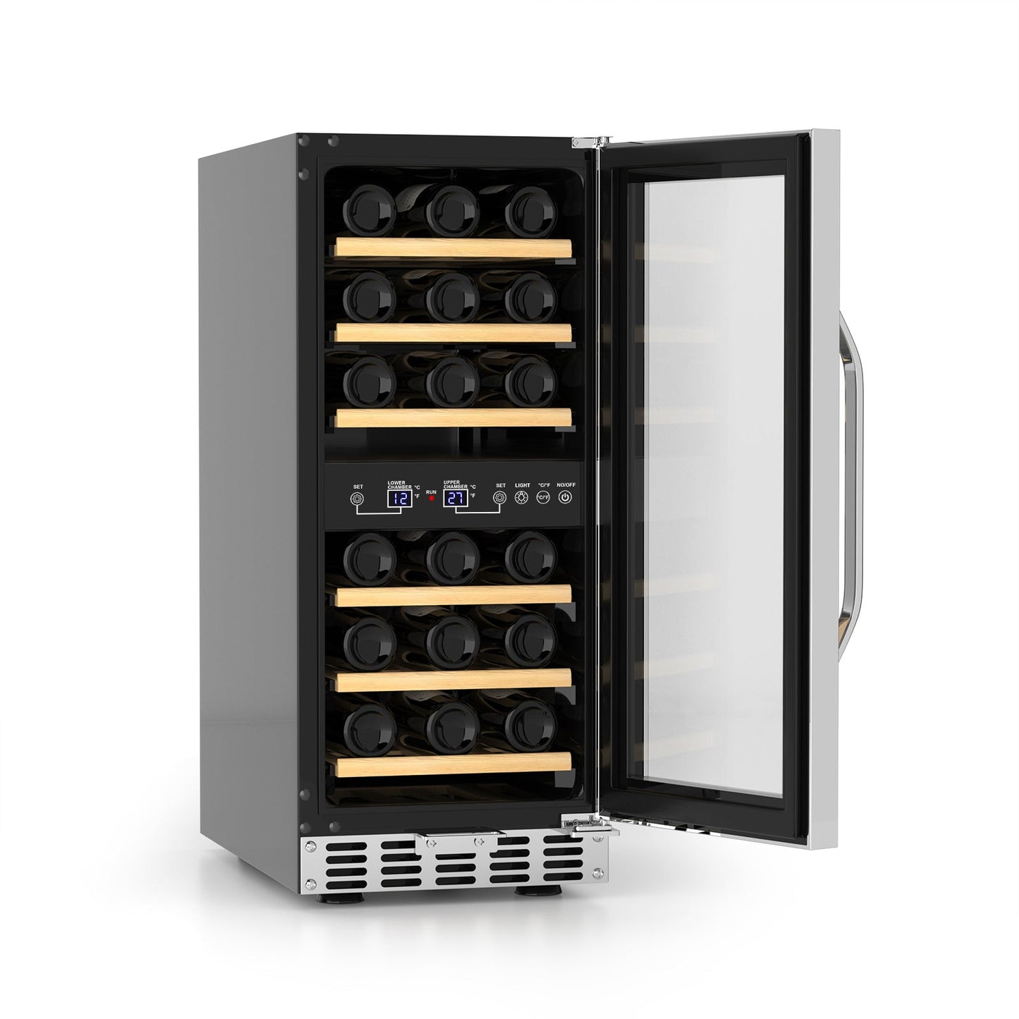 Wine Cooler Fridge 80L 33Bottle Dual Zone Freestanding Built-in Refrigerator