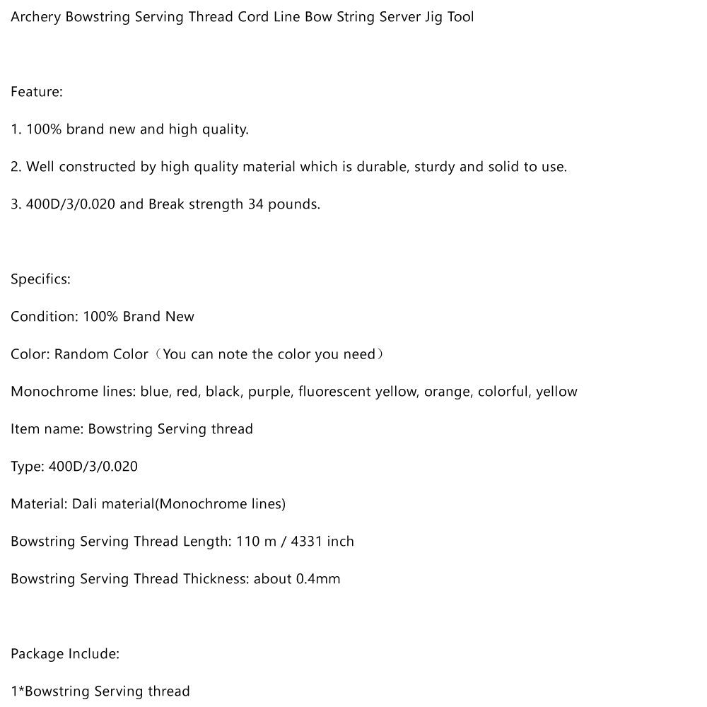 Archery Bowstring Serving Thread Cord Line Bow String Server Jig Tool