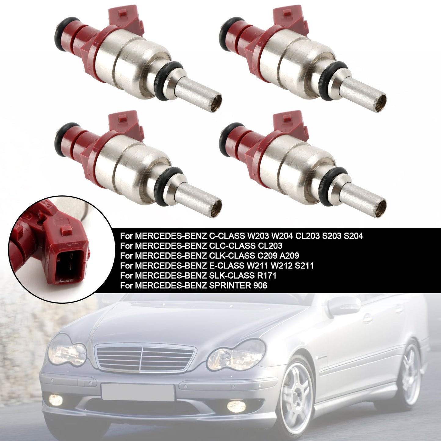 4PCS Fuel Injector A2710780023 Fit Mercedes Benz C-Class CLK-Class 1.8L