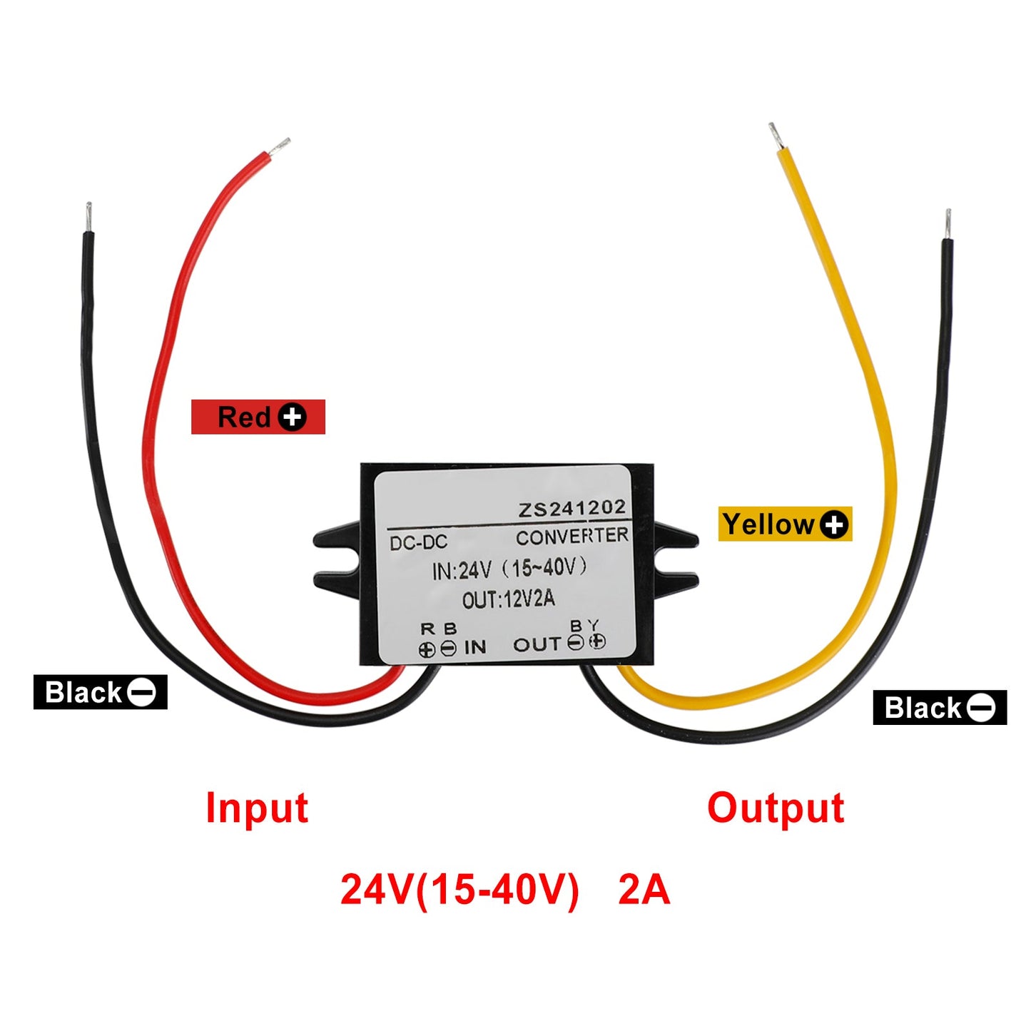 Waterproof DC-DC Converter 24V Step Down to 12V Car Power Supply Module 2A