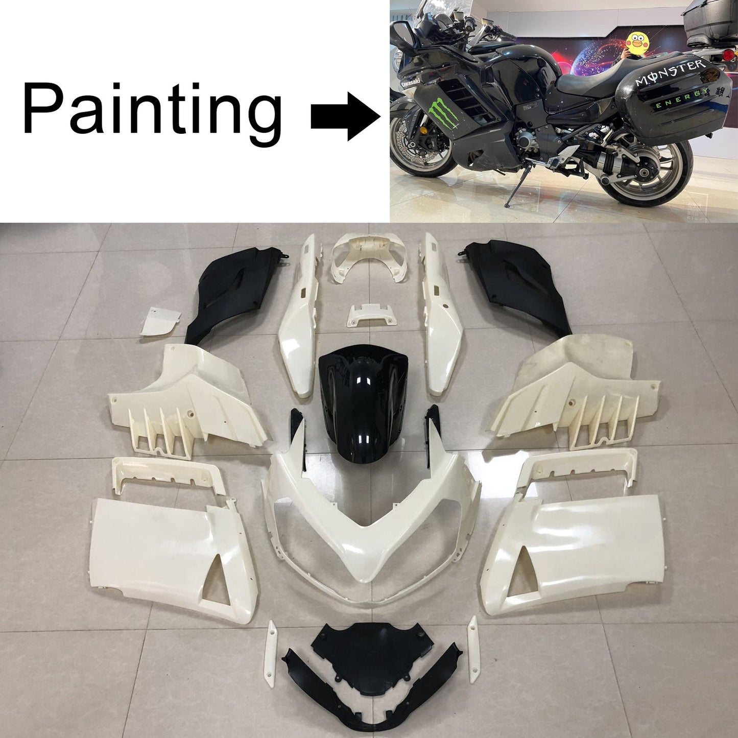 2007-2009 Kawasaki GTR1400 ZG1400 Amotopart Injection Fairing Kit Bodywork Plastic ABS #101