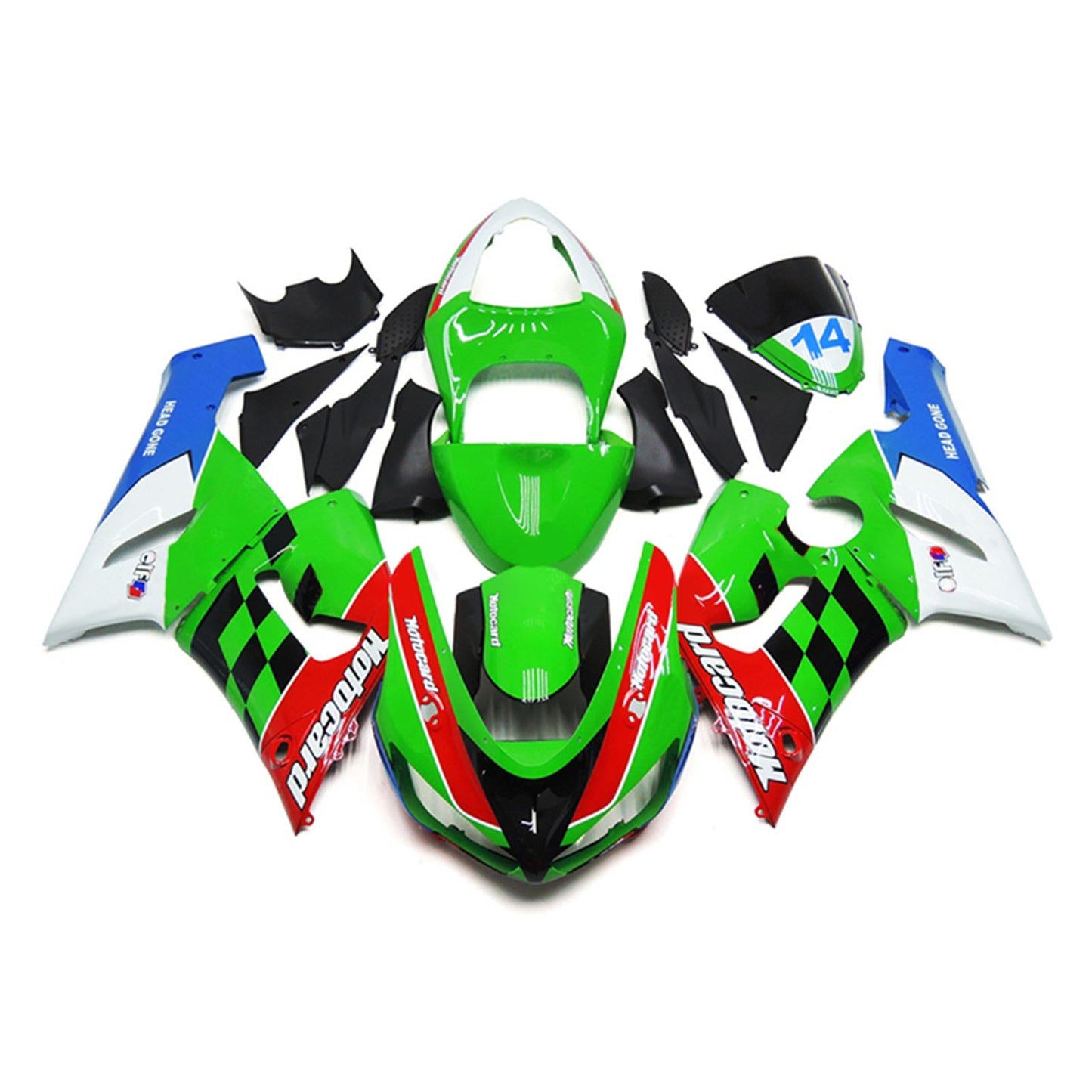 2005-2006 Kawasaki ZX6R 636 Fairing Kit Bodywork Plastic ABS