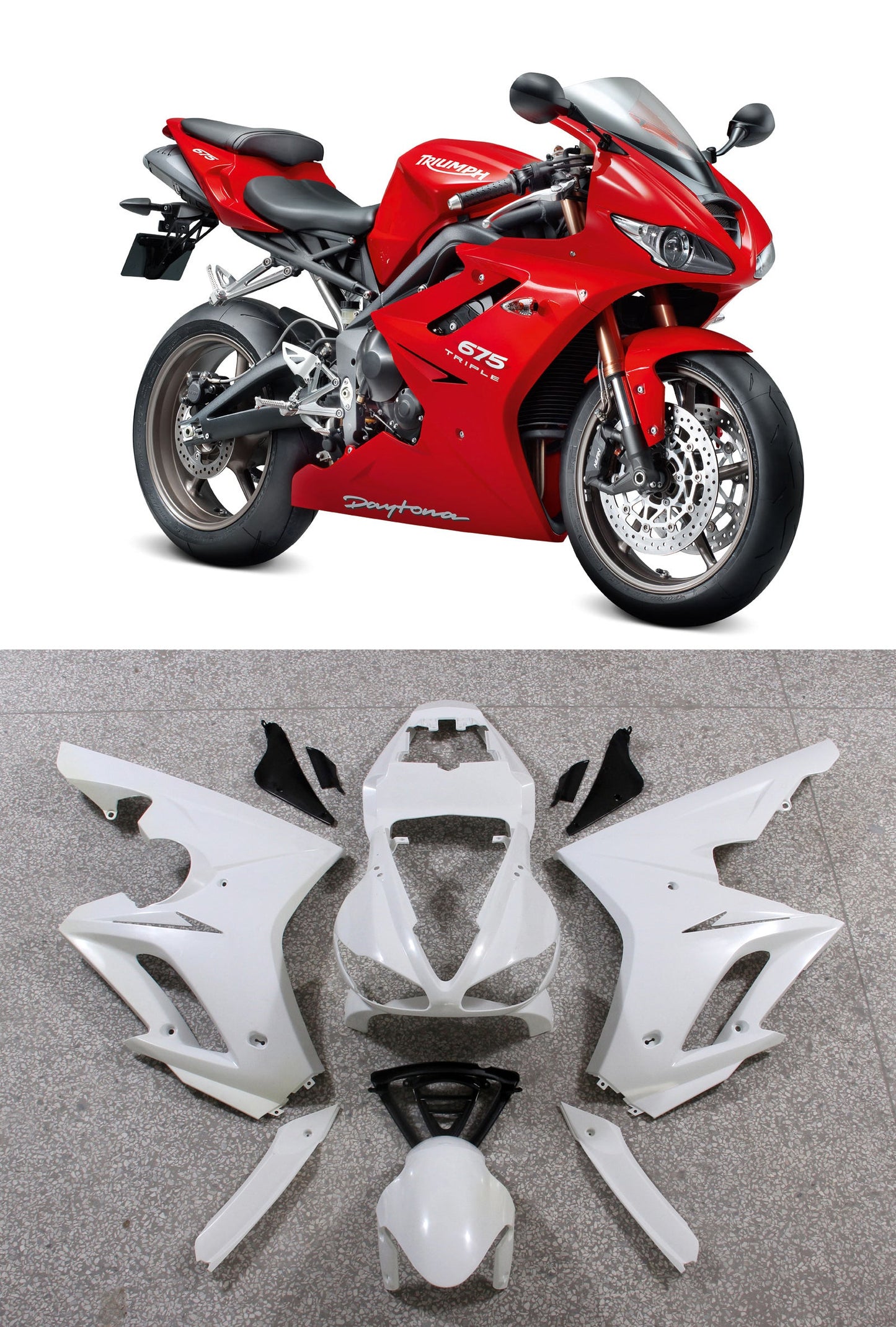 2009-2012 Triumph Daytona 675 Amotopart Fairings Red Daytona Racing Customs Fairing