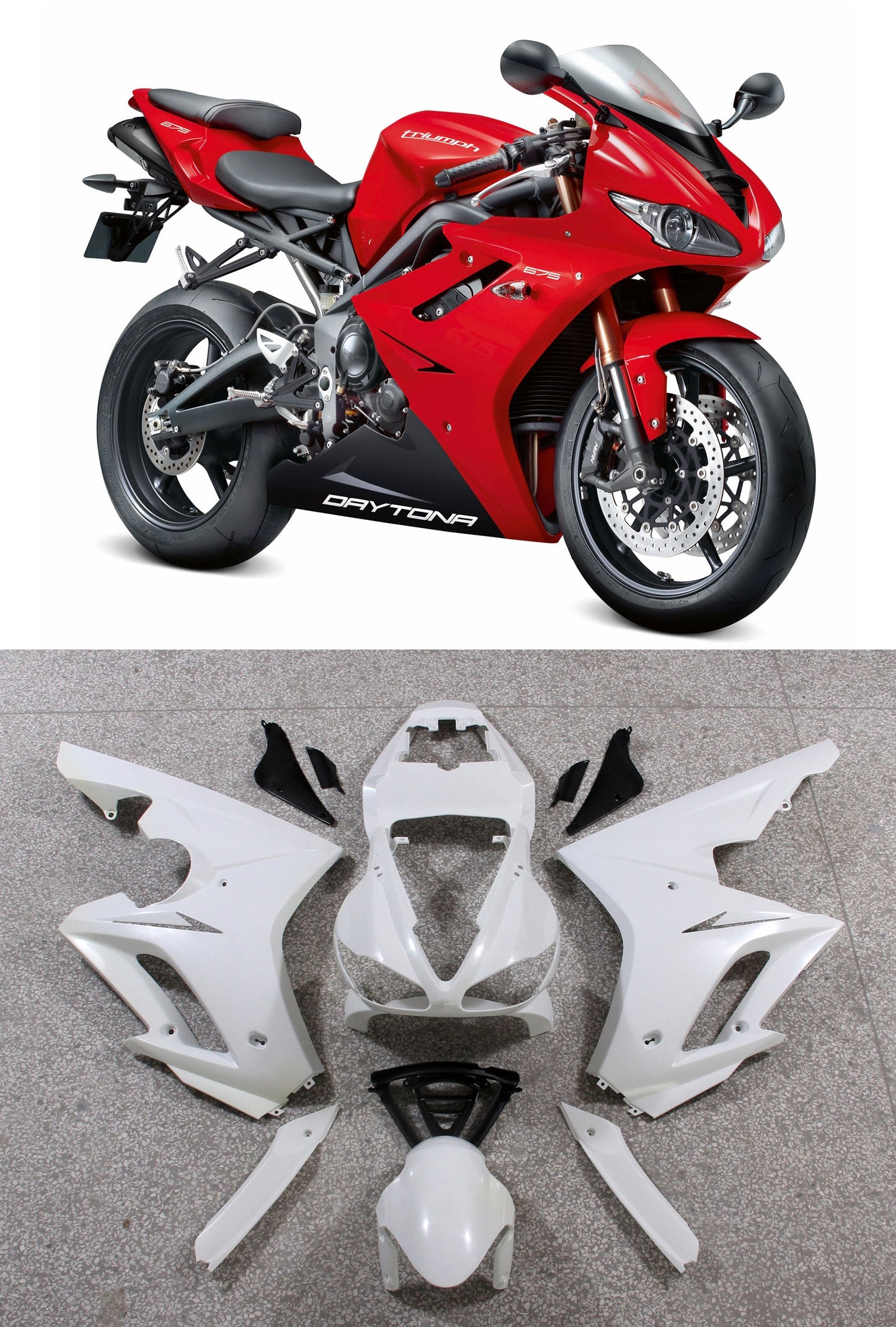 2009-2012 Triumph Daytona 675 Amotopart Fairings Red Black Racing Customs Fairing