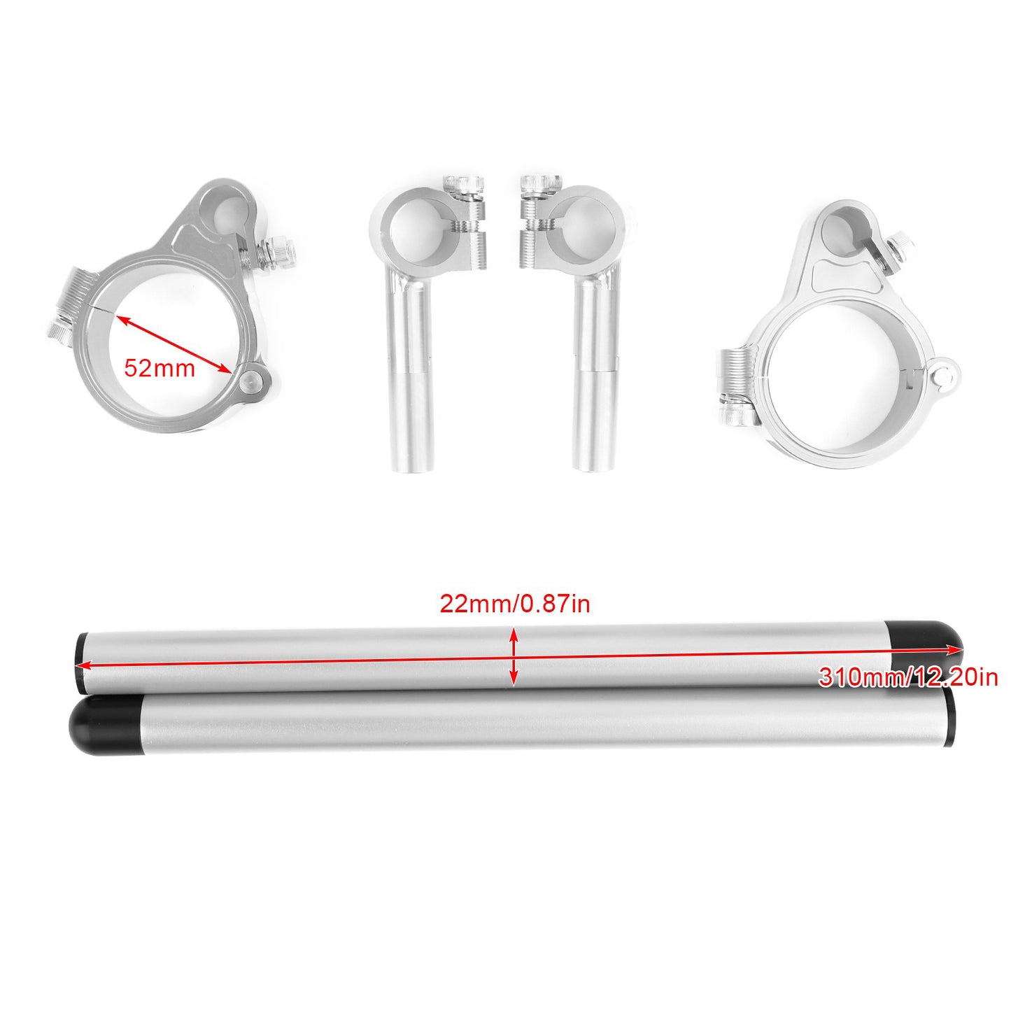 Universal Adjustable Rotatable CNC Billet Clip Ons Fork Tube Handlebar Kit 52mm