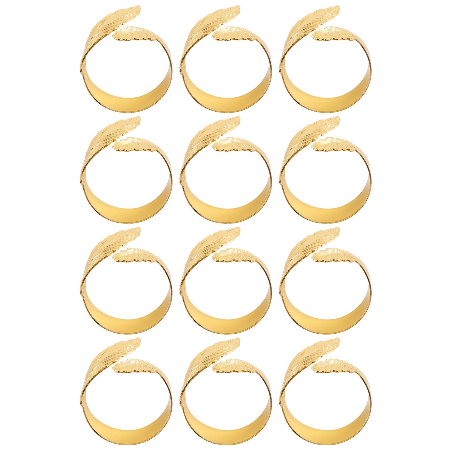 12PCS Napkin Rings Leaf Napkin Holder Adornmen Alloy Golden