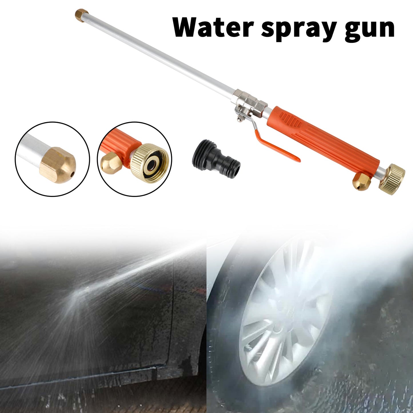 High Pressure Power Washer Water Spray Gun Wand Attachment Garden Hose Orange