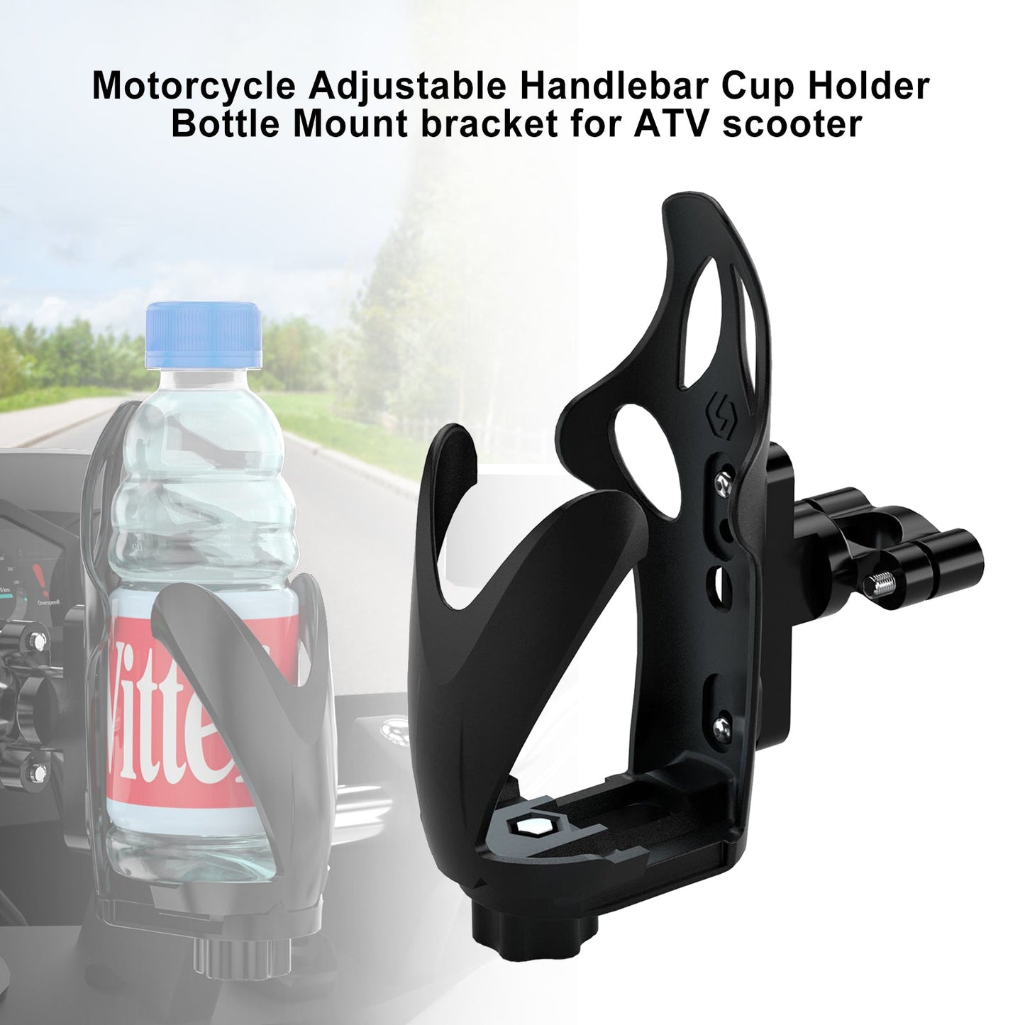 Motor Adjustable Handlebar Cup Holder Bottle Mount Bracket Black A For Scooter