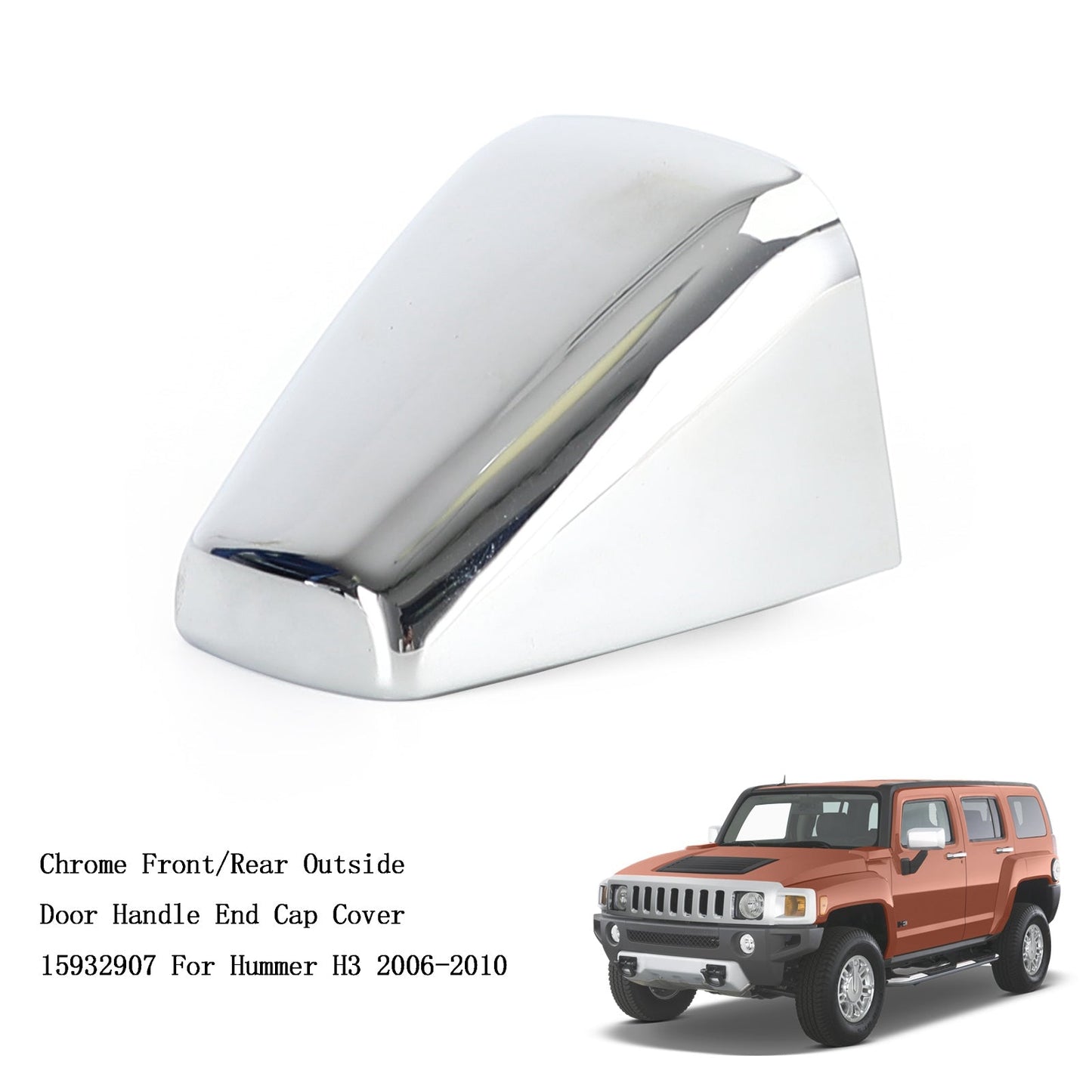 Chrome Front/Rear Outside Door Handle End Cap Cover For Hummer H3 2006-2010