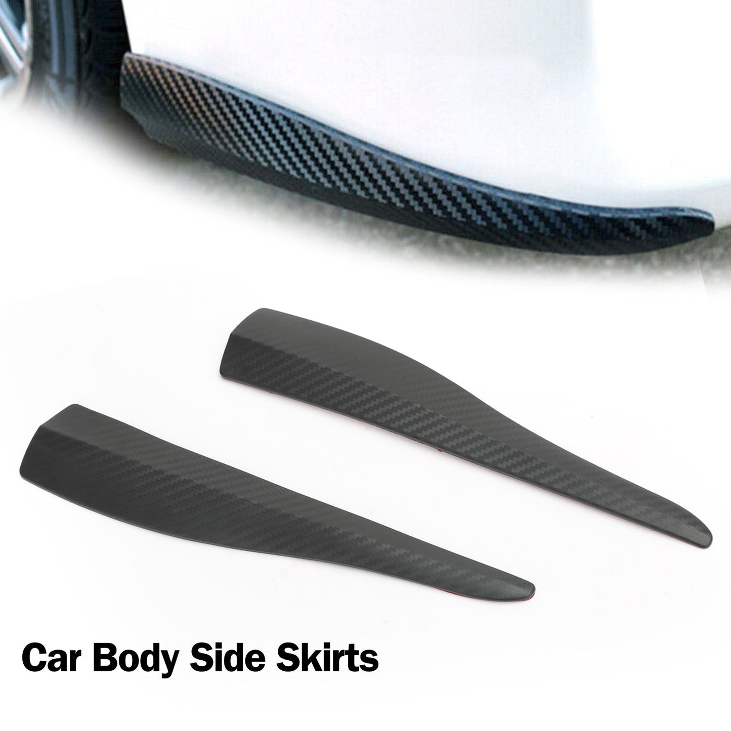 2pcs 36cm Rubber Car Front Rear Bumper Lip Anti-collision Strip Carbon Fiber
