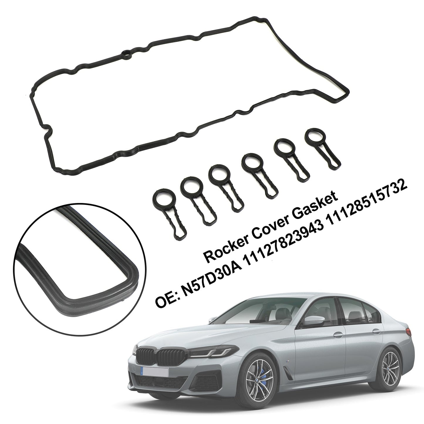 Rocker Cover Gasket for BMW 530D 3.0D 09-17 N57D30A 11127823943 11128515732