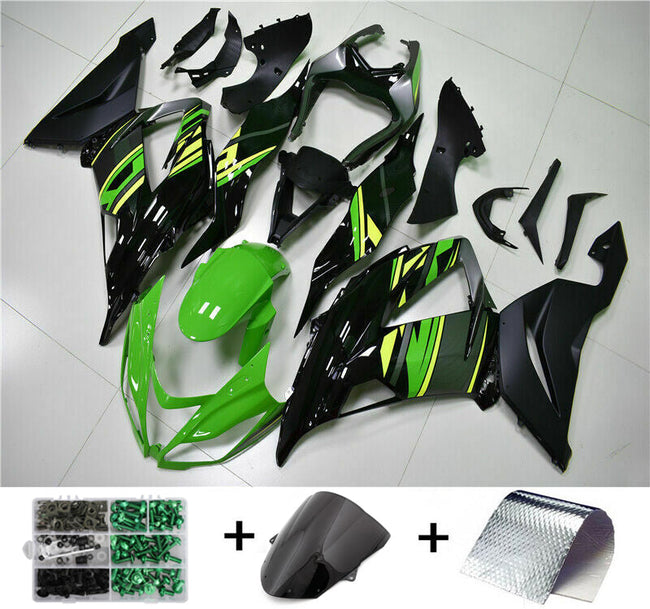 2013-2018 Kawasaki Zx6R Amotopart Fairing Green Black Kit