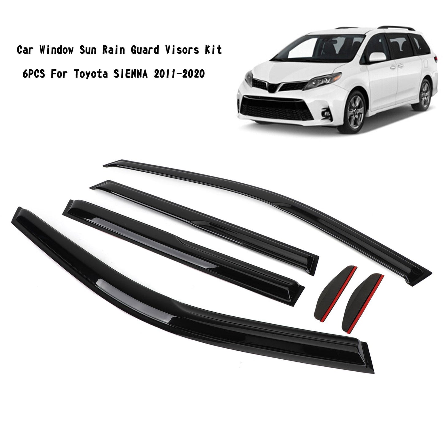Car Window Sun Rain Guard Visors Kit 6PCS For Toyota SIENNA 2011-2020