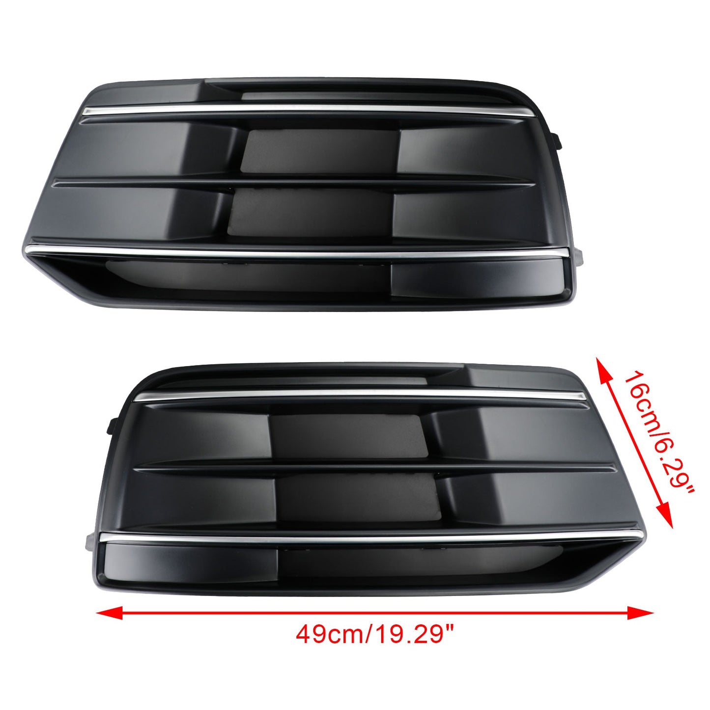 2PCS Front Bumper Cover Grille Bezel Insert Fit Audi Q5 2018-2022 Black/Chrome