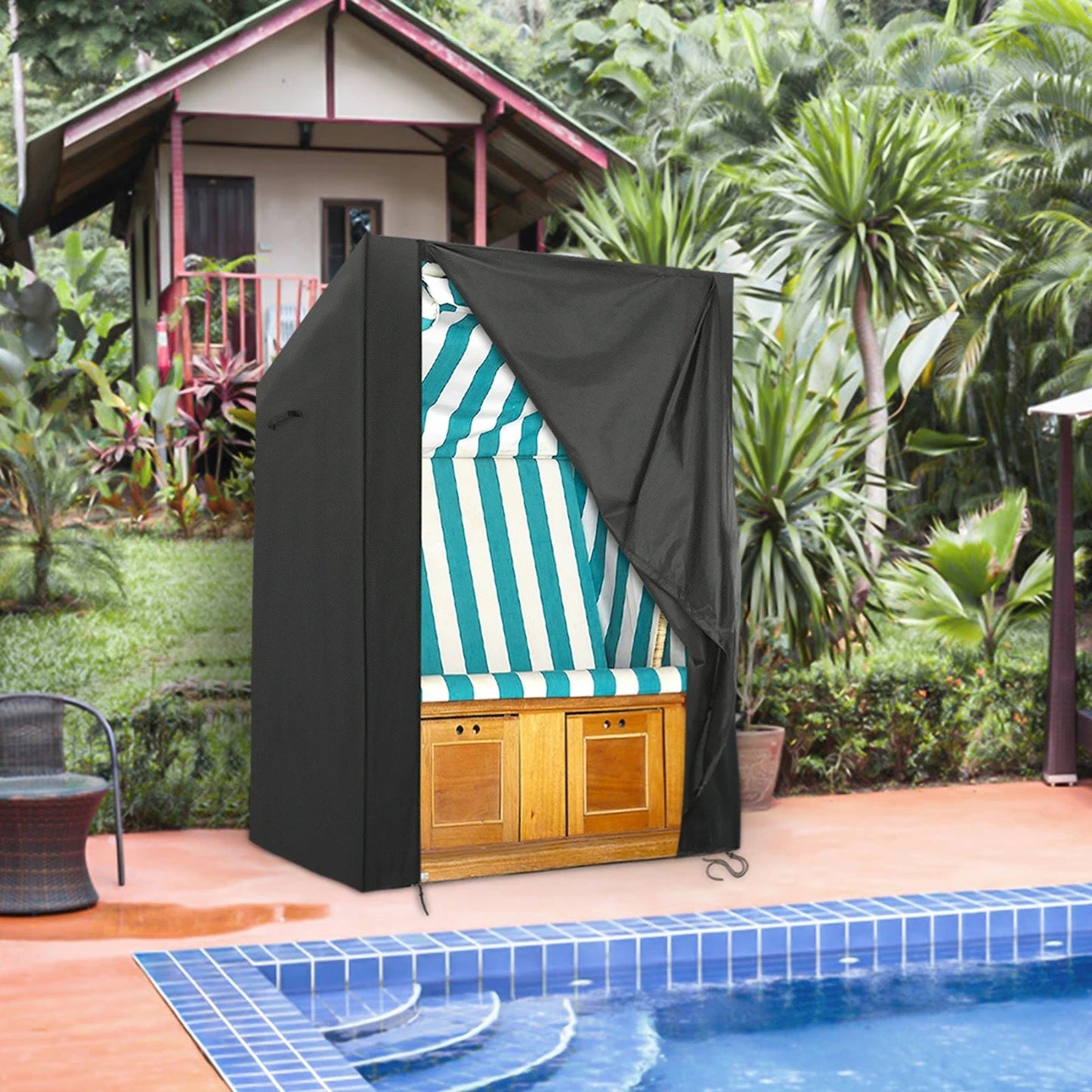 Black Beach Chair Protective Cover With Carry Waterproof Cover For Beach Chair