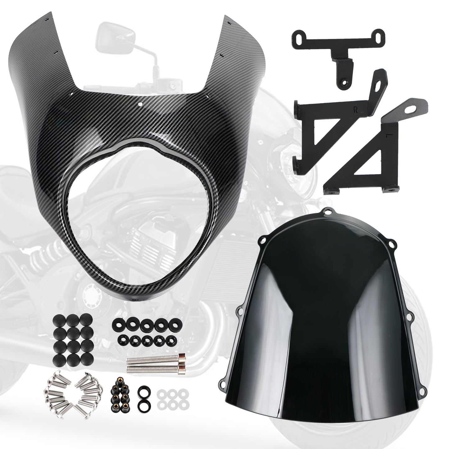 Headlight Fairing Windshield Cover For Kawasaki Vulcan VN650 2015-2021 Black