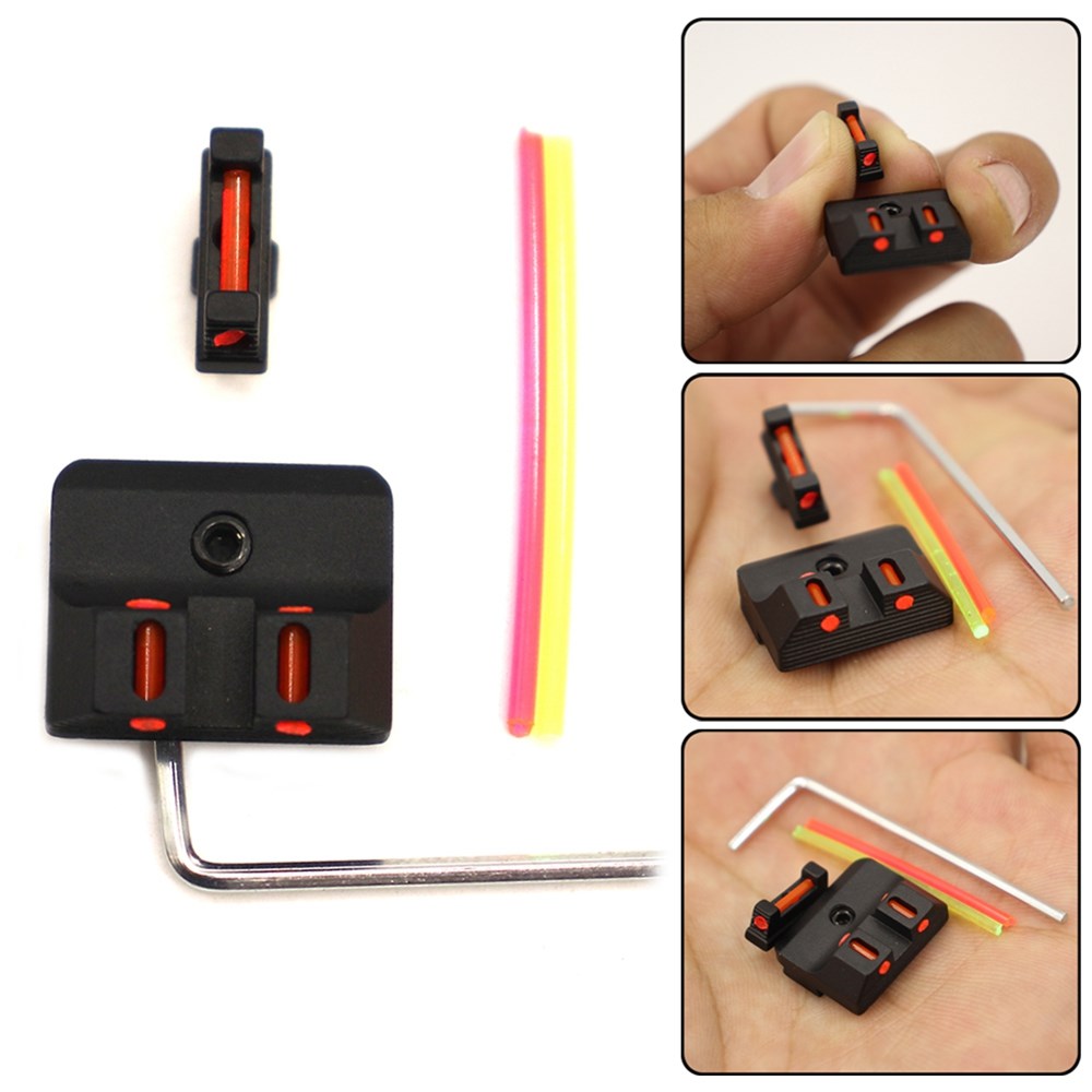 New Fiber Optic Front Sight Rear Combat Red Dot Fiber Sight for Standard Glock