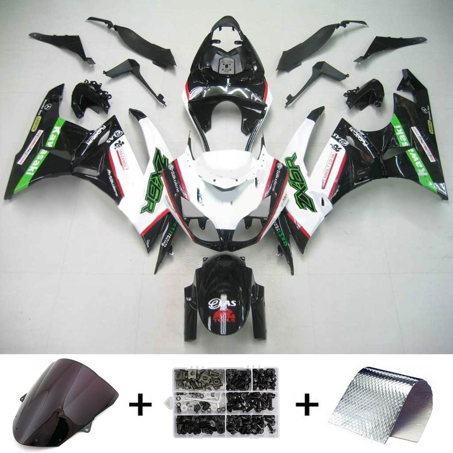 2009-2012 Kawasaki ZX6R 636 Amotopart Injection Fairing Kit Bodywork Plastic ABS #110