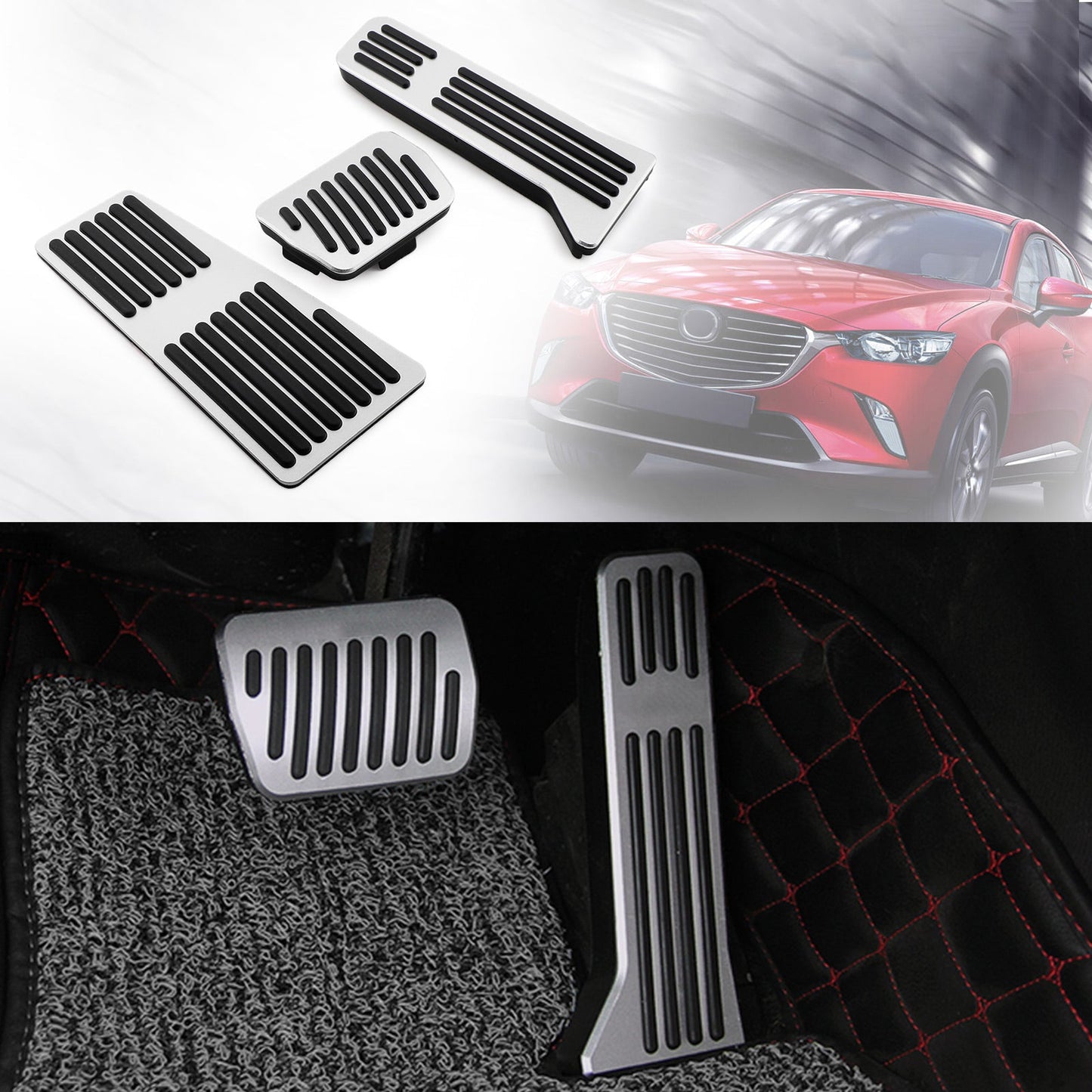 Foot Rest Pedal Pads Fuel Brake Pedal For Mazda Atenza Axela Mazda 3 Mazda 6 Mazda CX5 Mazda CX3 Mazda CX9 Silver