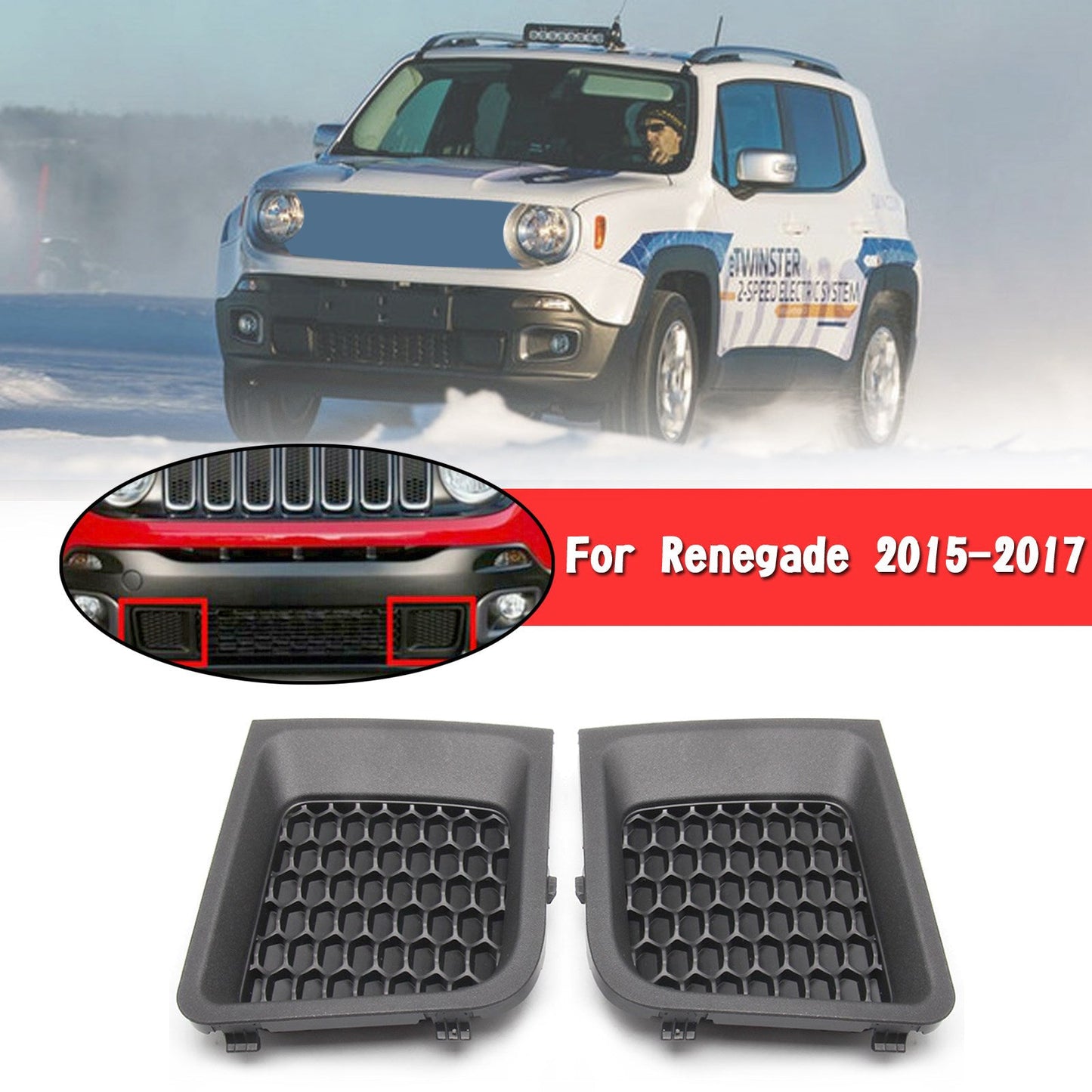 Left & Right Front Bumper Lower Grille Bezel Cover Fit Renegade 2015-2017